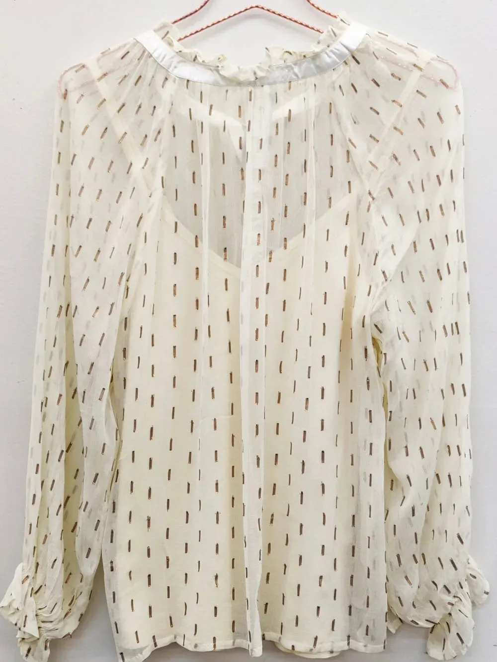 Two Piece Sheer Top with Cami - Cream