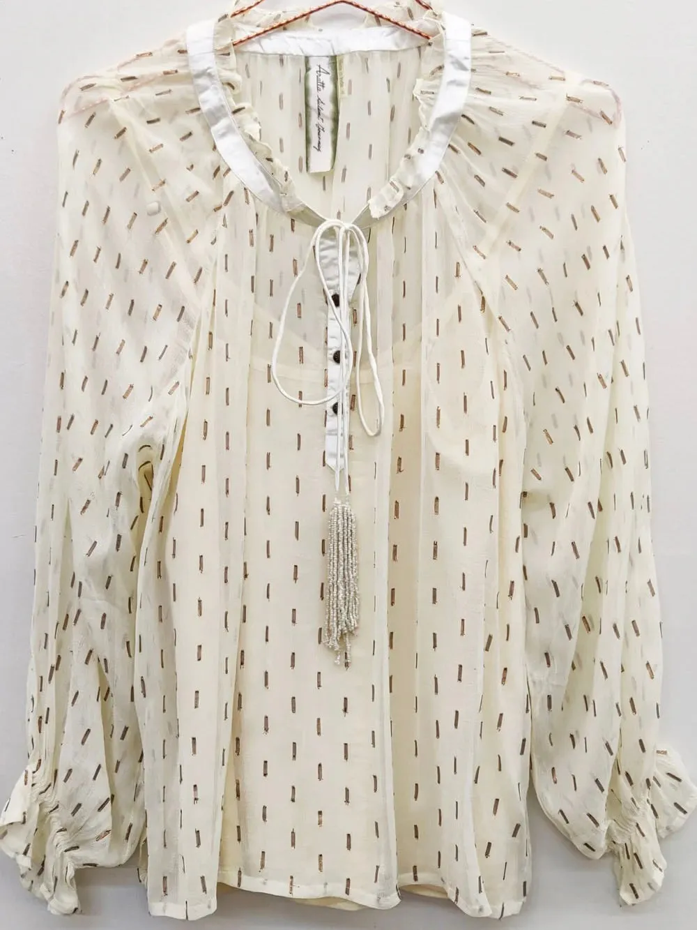 Two Piece Sheer Top with Cami - Cream