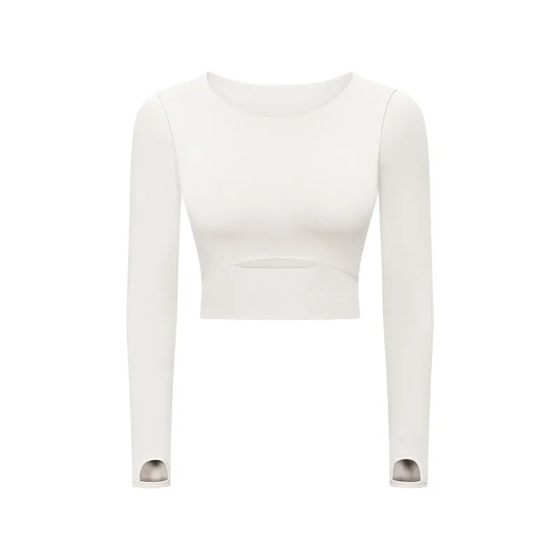 Under Bust Cut Out Long Sleeve Cropped Yoga Top