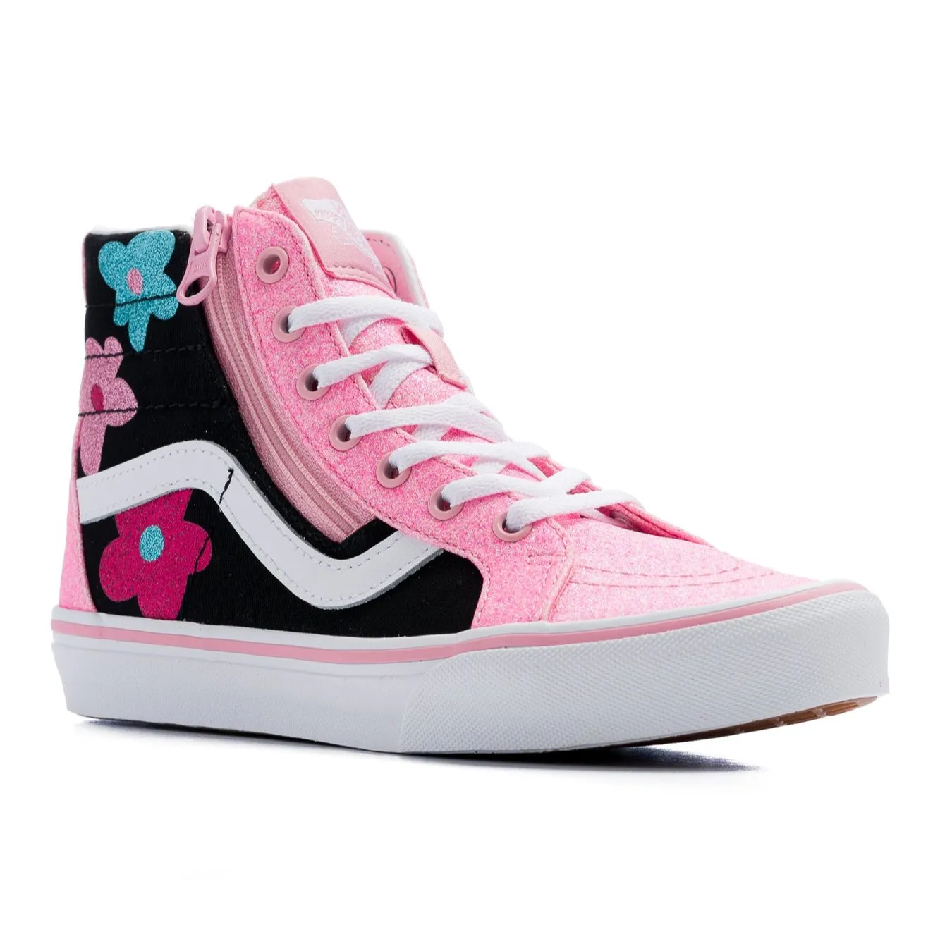 Vans Sk8-Hi Reissue Side Zip Glitter Shoe - Flower Power Multi/True White
