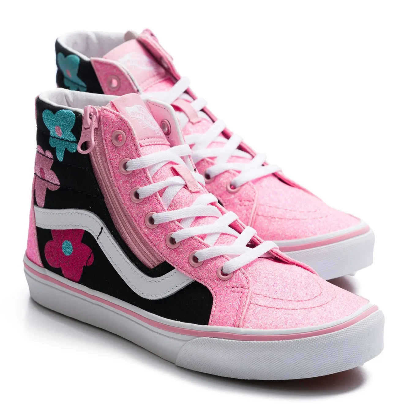 Vans Sk8-Hi Reissue Side Zip Glitter Shoe - Flower Power Multi/True White