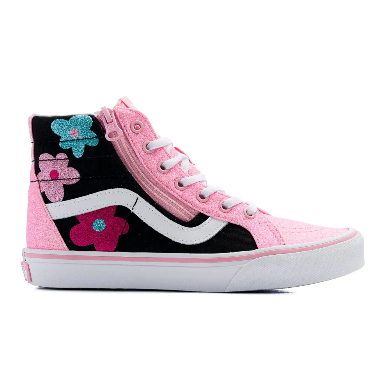Vans Sk8-Hi Reissue Side Zip Glitter Shoe - Flower Power Multi/True White