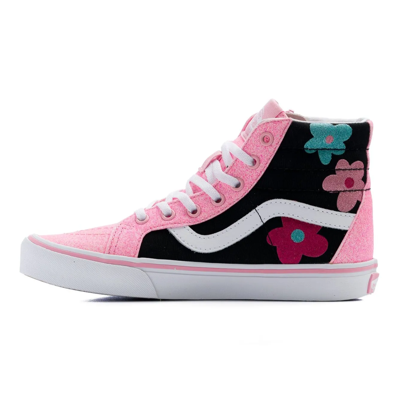 Vans Sk8-Hi Reissue Side Zip Glitter Shoe - Flower Power Multi/True White