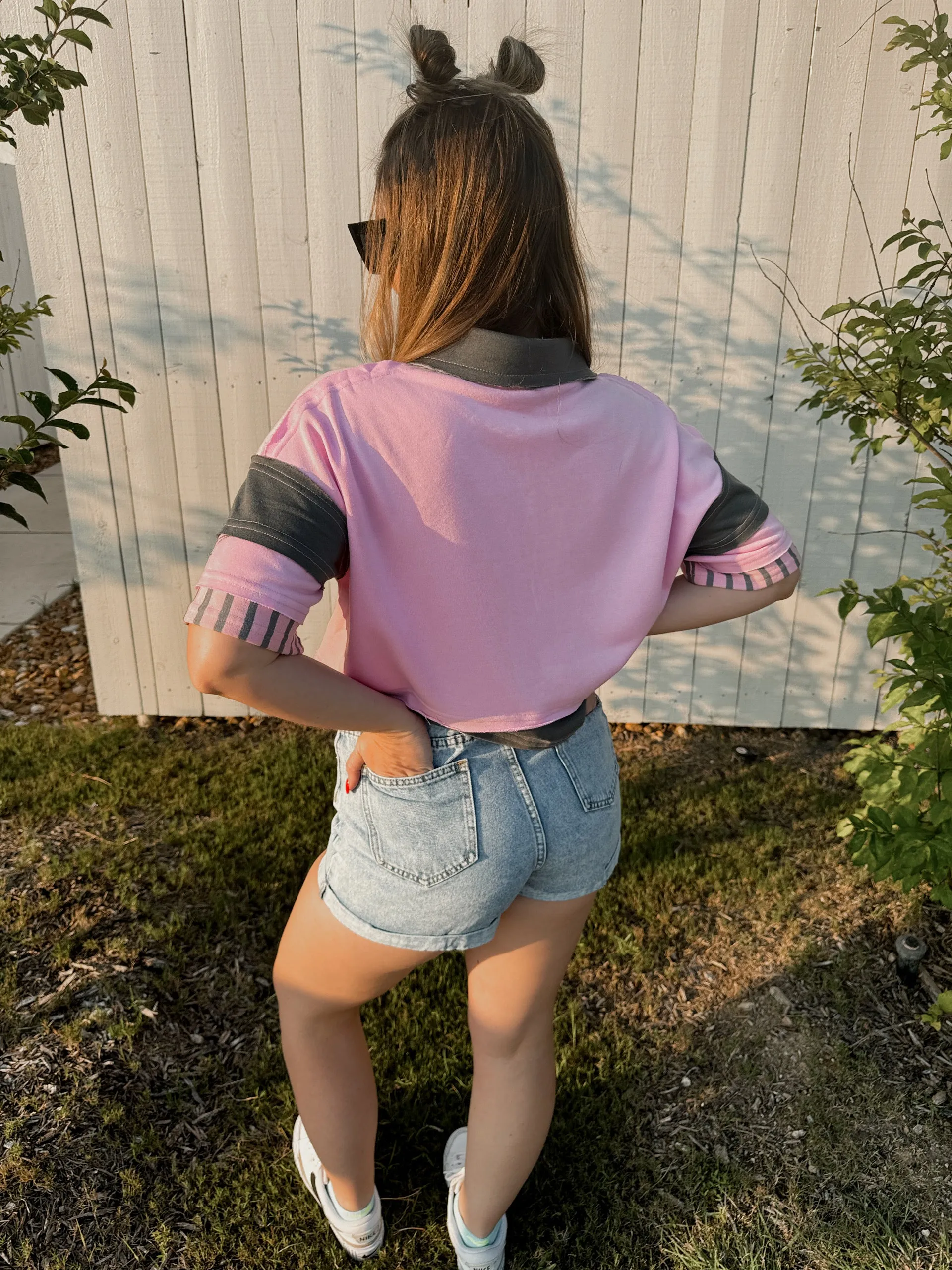 Varsity French Terry Polo - Pink/Green