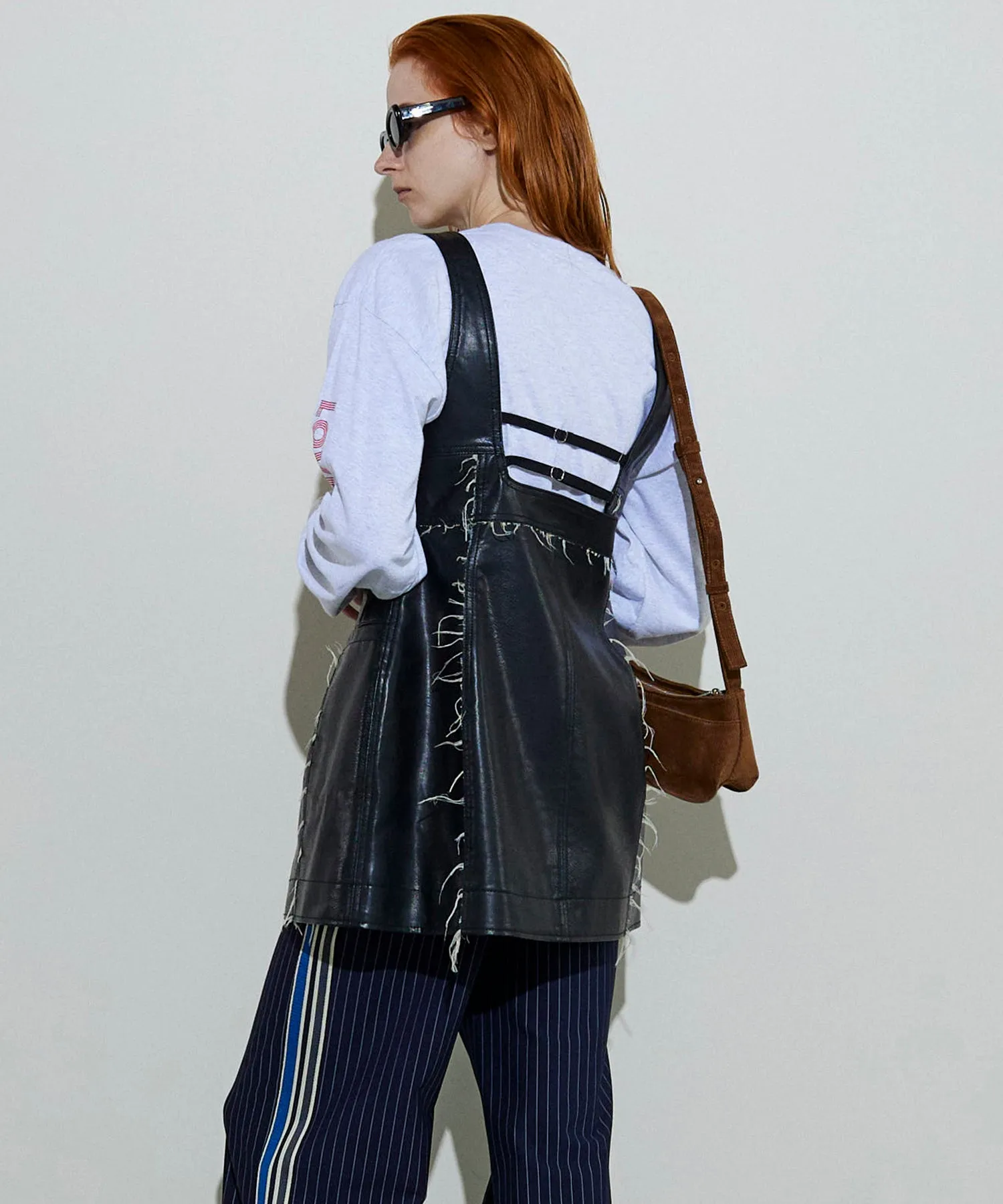 Vegan Leather Front Zip Tops