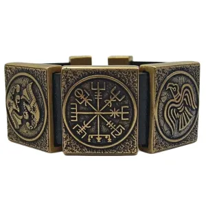 Viking compass leather bracelet