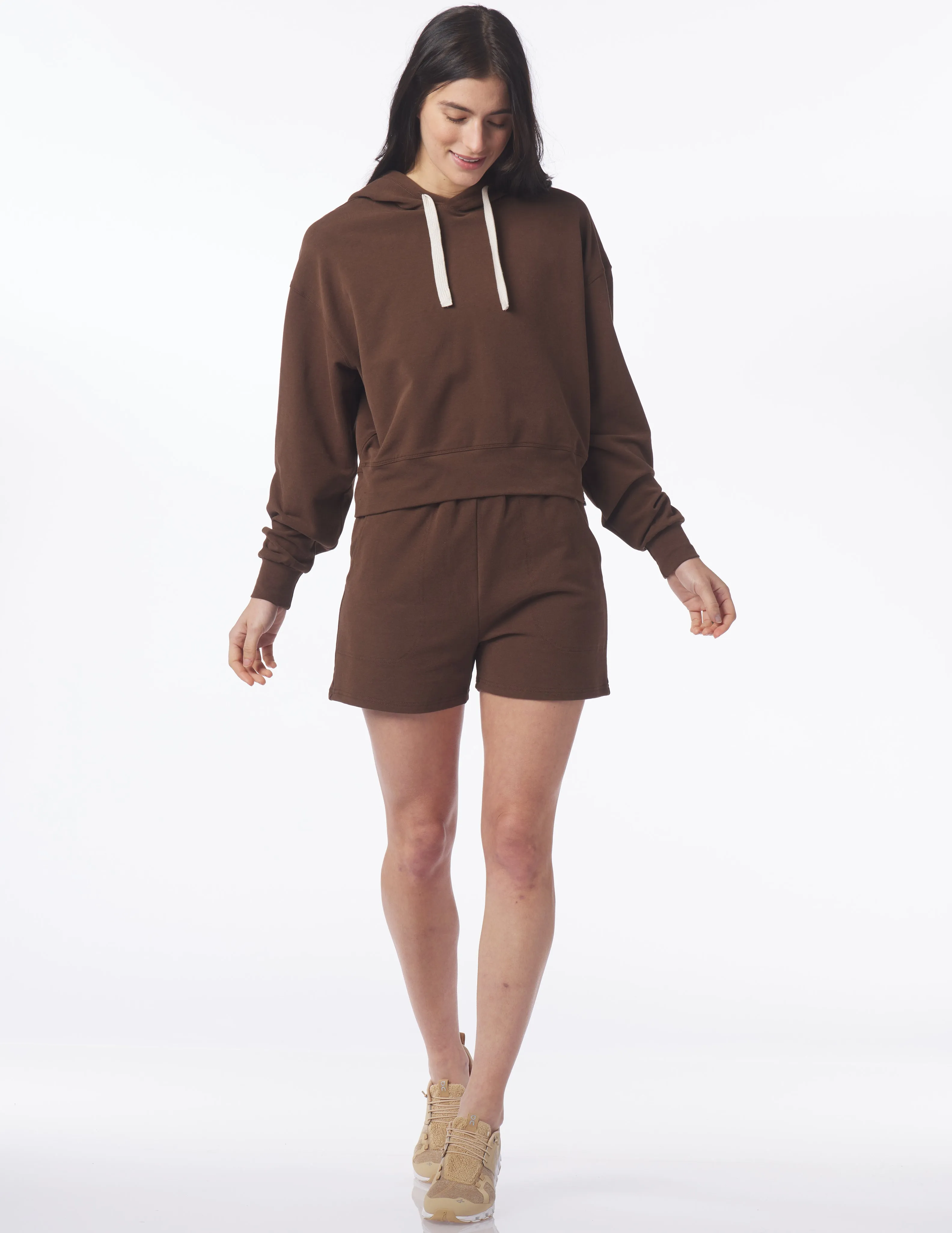 Vintage Oversized Cropped Hoodie: Espresso