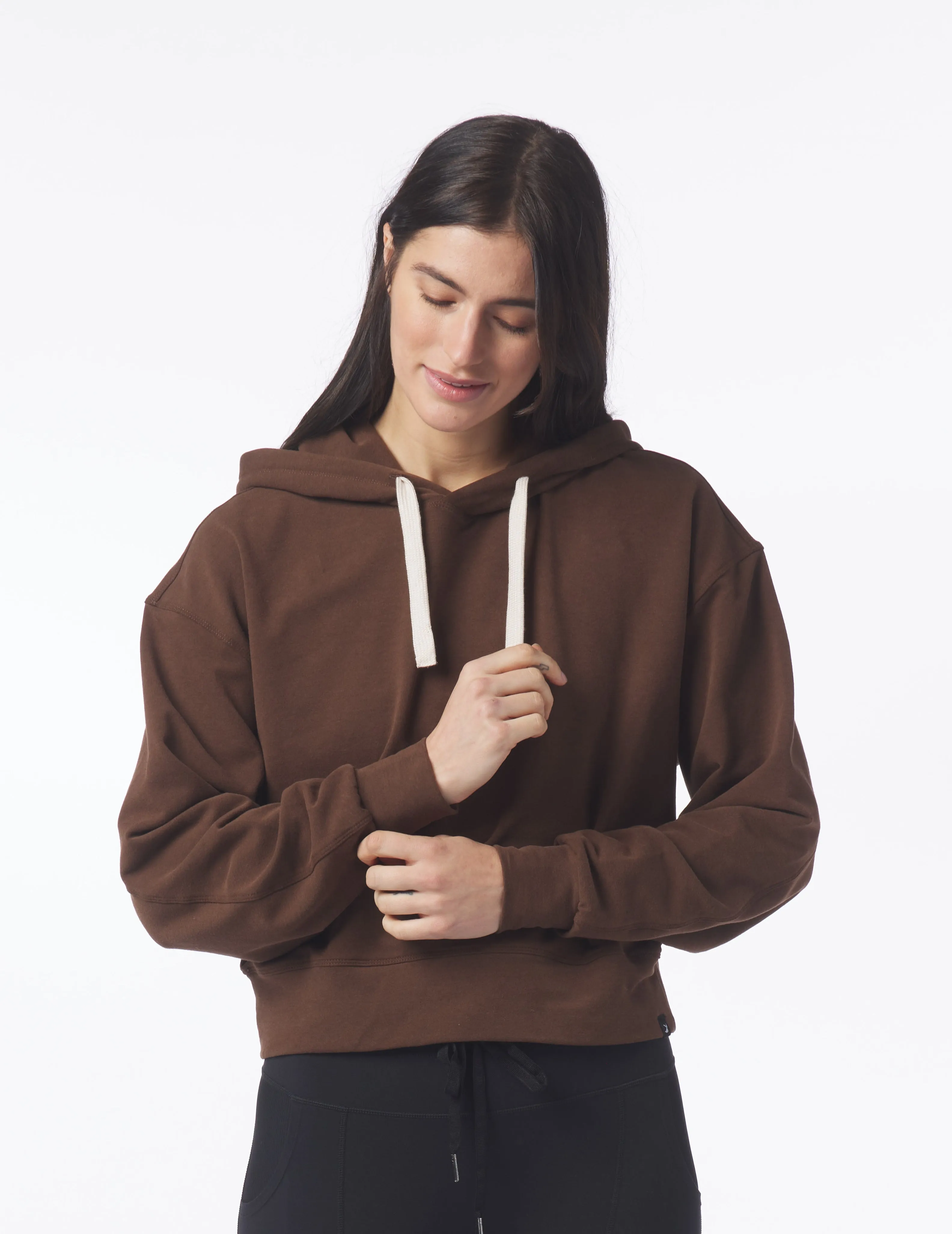Vintage Oversized Cropped Hoodie: Espresso