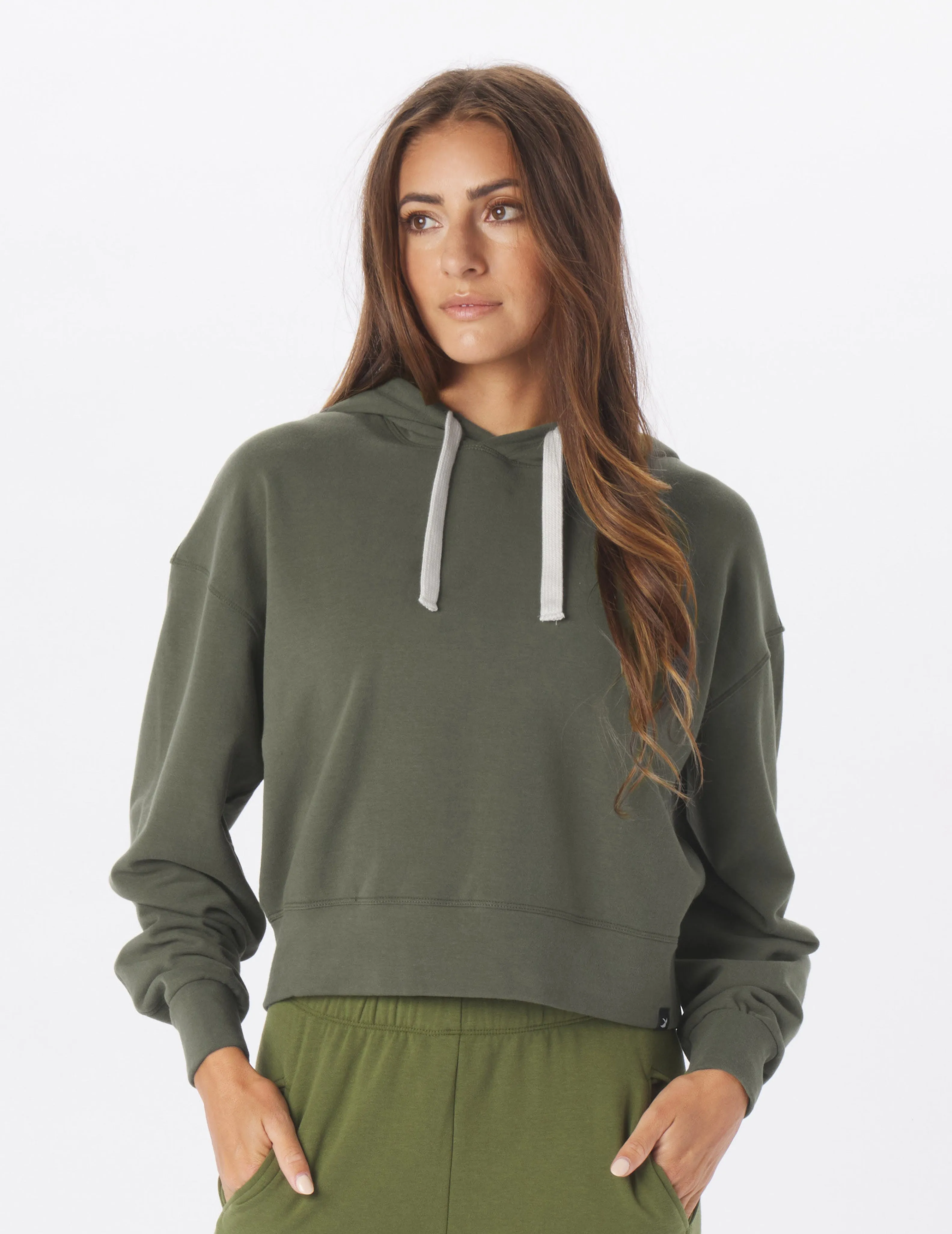 Vintage Oversized Cropped Hoodie: Fern