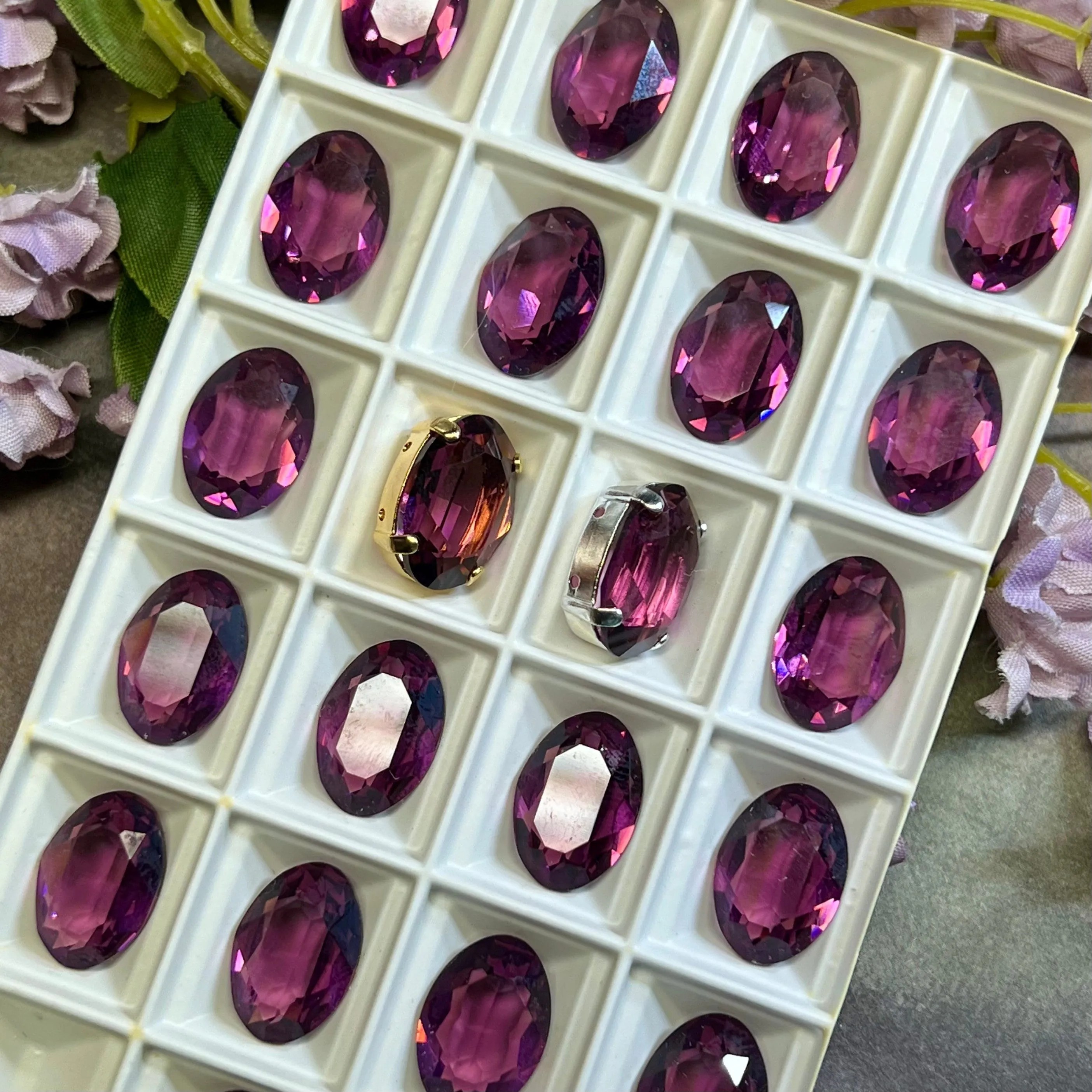 Vintage Transparent Amethyst, 1 Piece Genuine Swarovski Crystal, 16x11mm 4100 Oval, with or without Setting