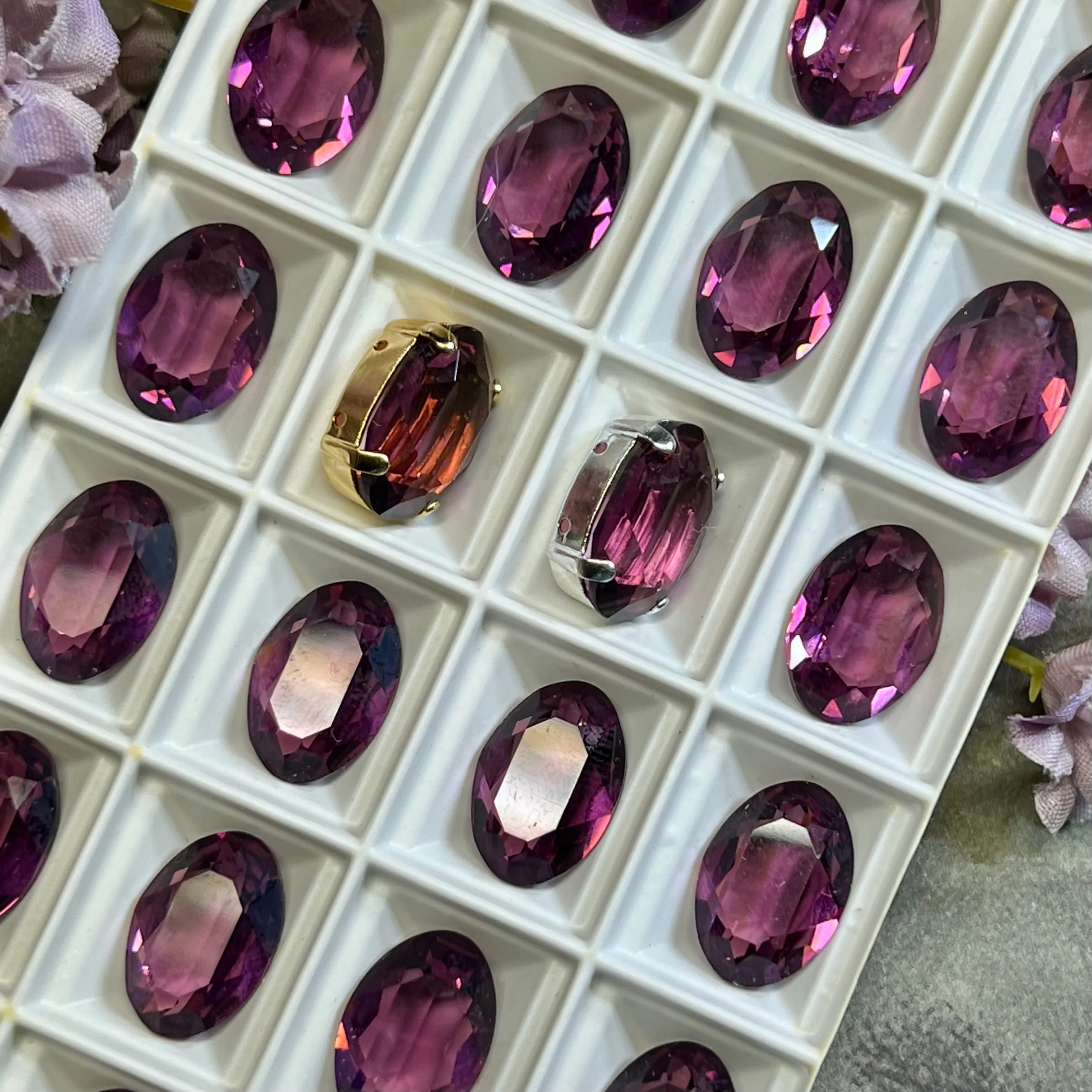 Vintage Transparent Amethyst, 1 Piece Genuine Swarovski Crystal, 16x11mm 4100 Oval, with or without Setting