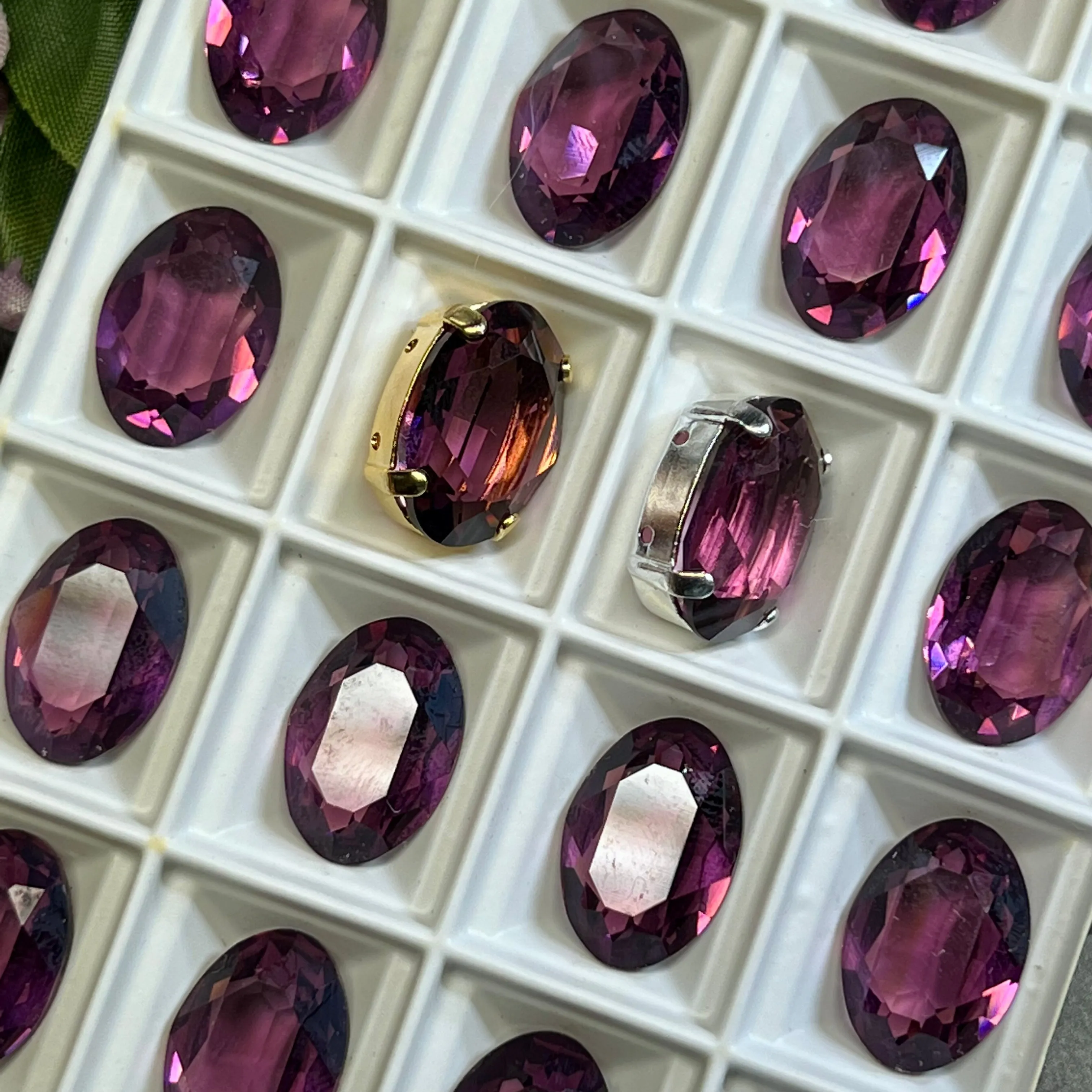 Vintage Transparent Amethyst, 1 Piece Genuine Swarovski Crystal, 16x11mm 4100 Oval, with or without Setting