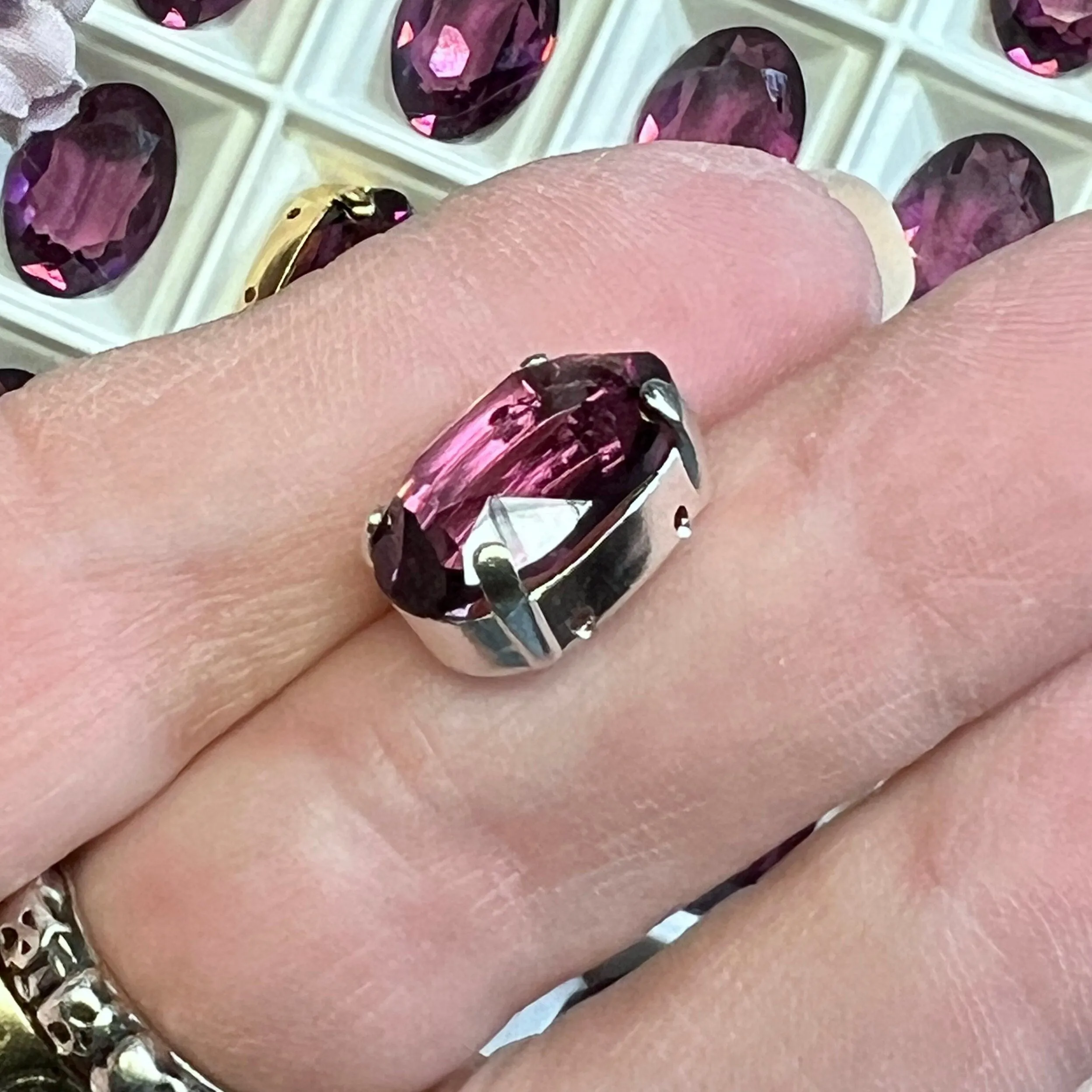 Vintage Transparent Amethyst, 1 Piece Genuine Swarovski Crystal, 16x11mm 4100 Oval, with or without Setting