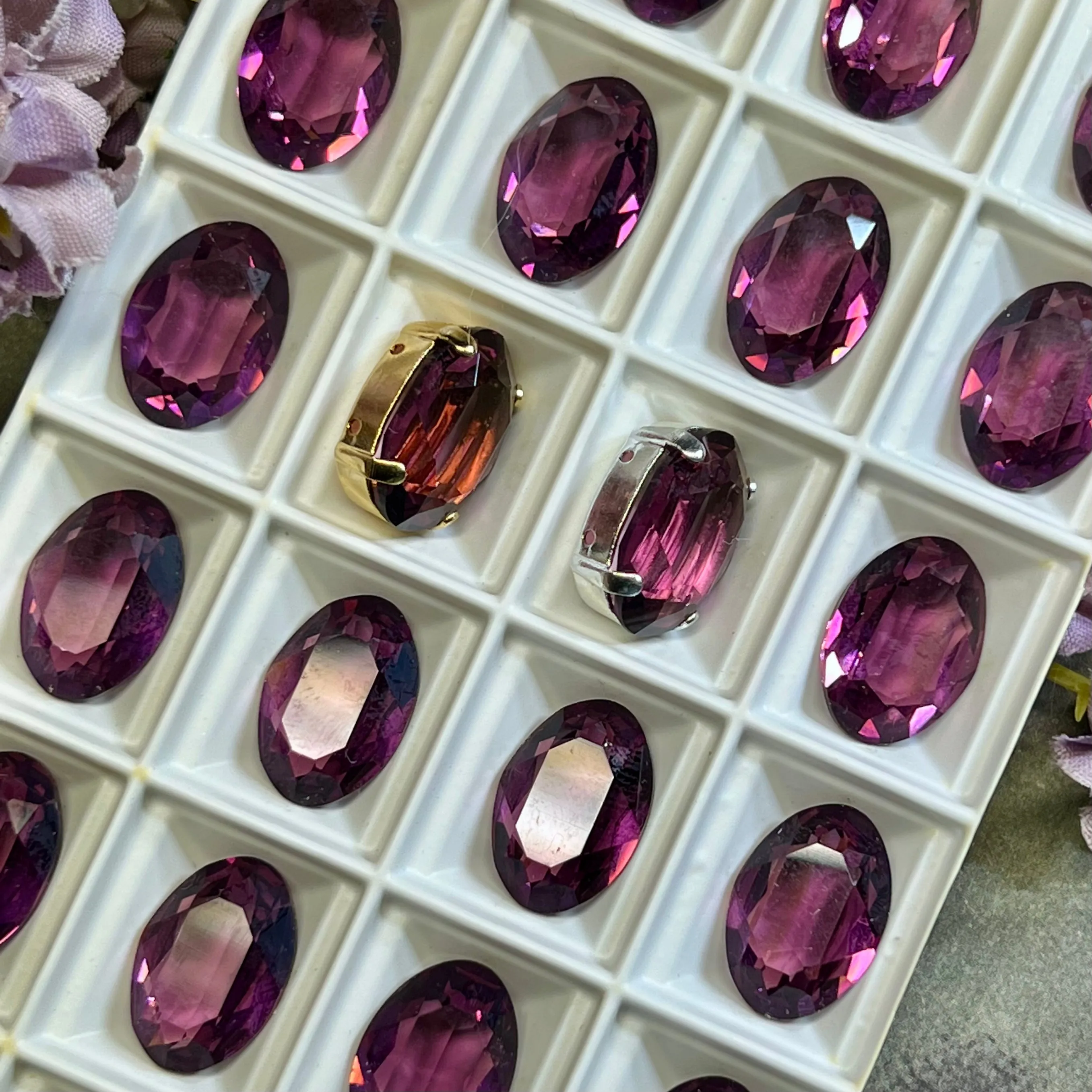 Vintage Transparent Amethyst, 1 Piece Genuine Swarovski Crystal, 16x11mm 4100 Oval, with or without Setting