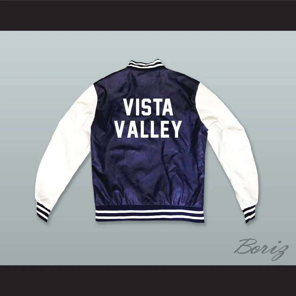 Vista Valley High School Navy Blue and White Lab Leather Varsity Letterman Jacket