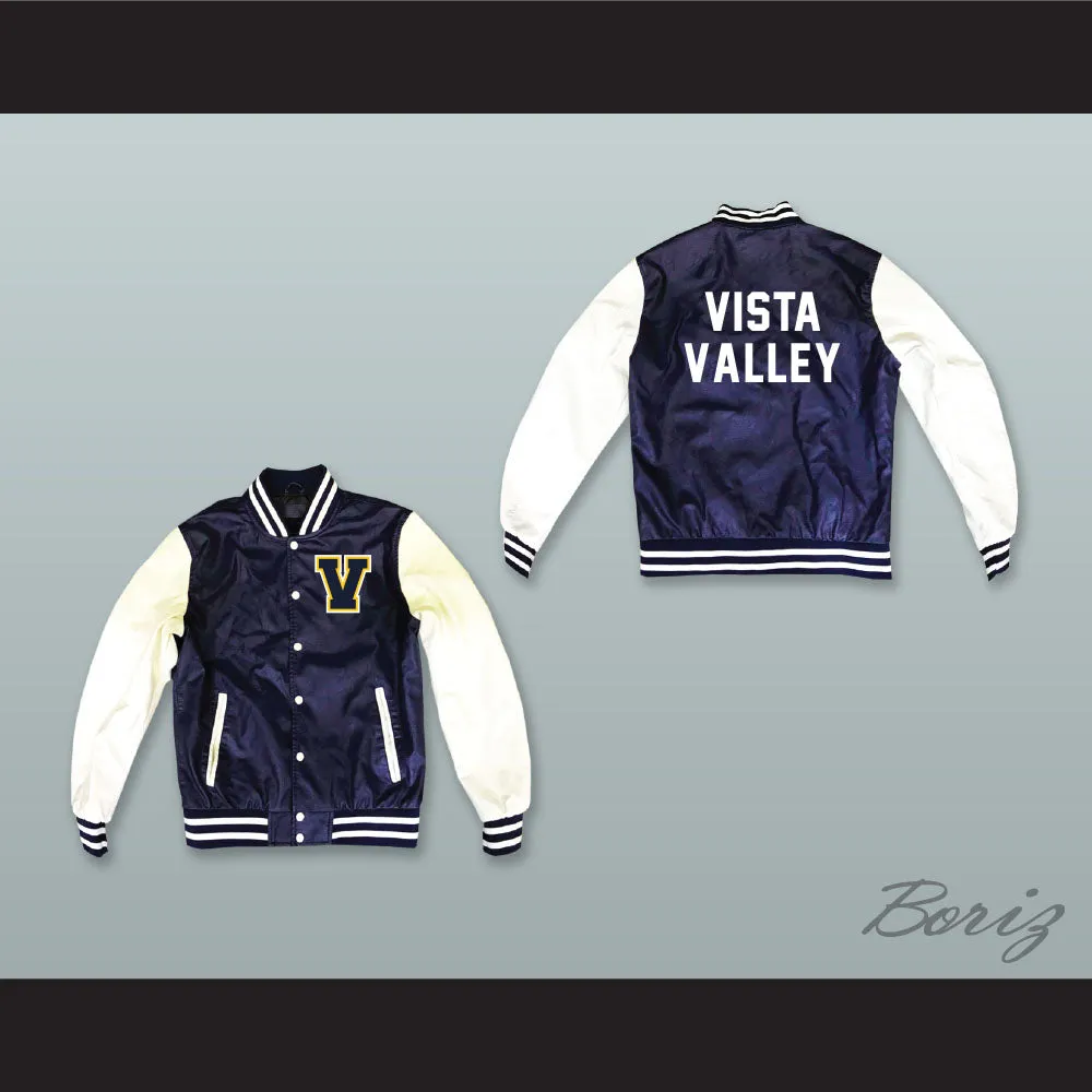 Vista Valley High School Navy Blue and White Lab Leather Varsity Letterman Jacket