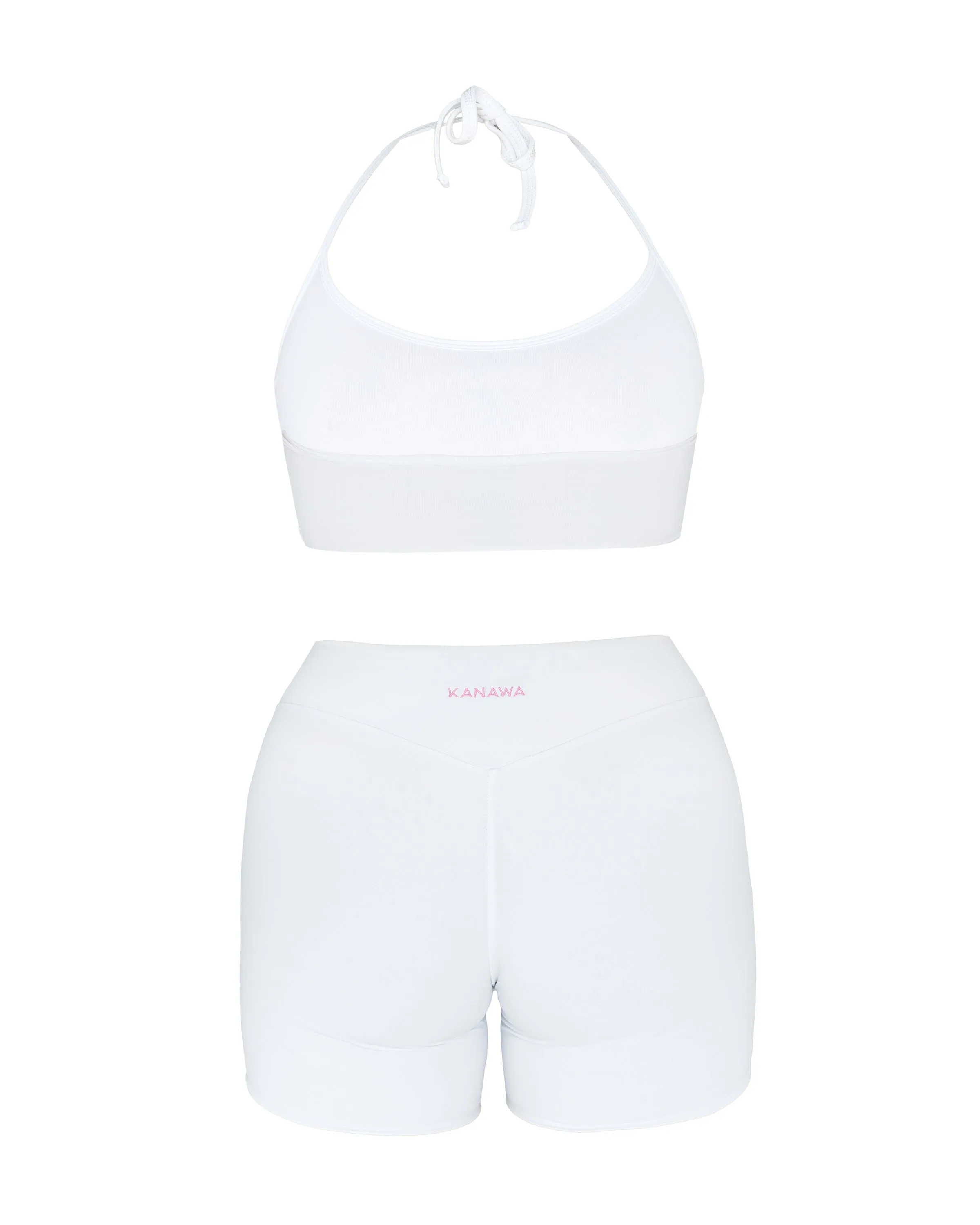 WHITE CROP TOP WITH KANAWA EMBROIDERED IN PINK
