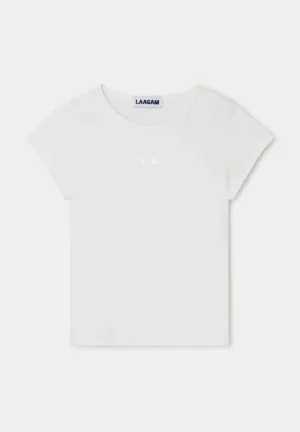 White Embroidered Baby Logo Tee