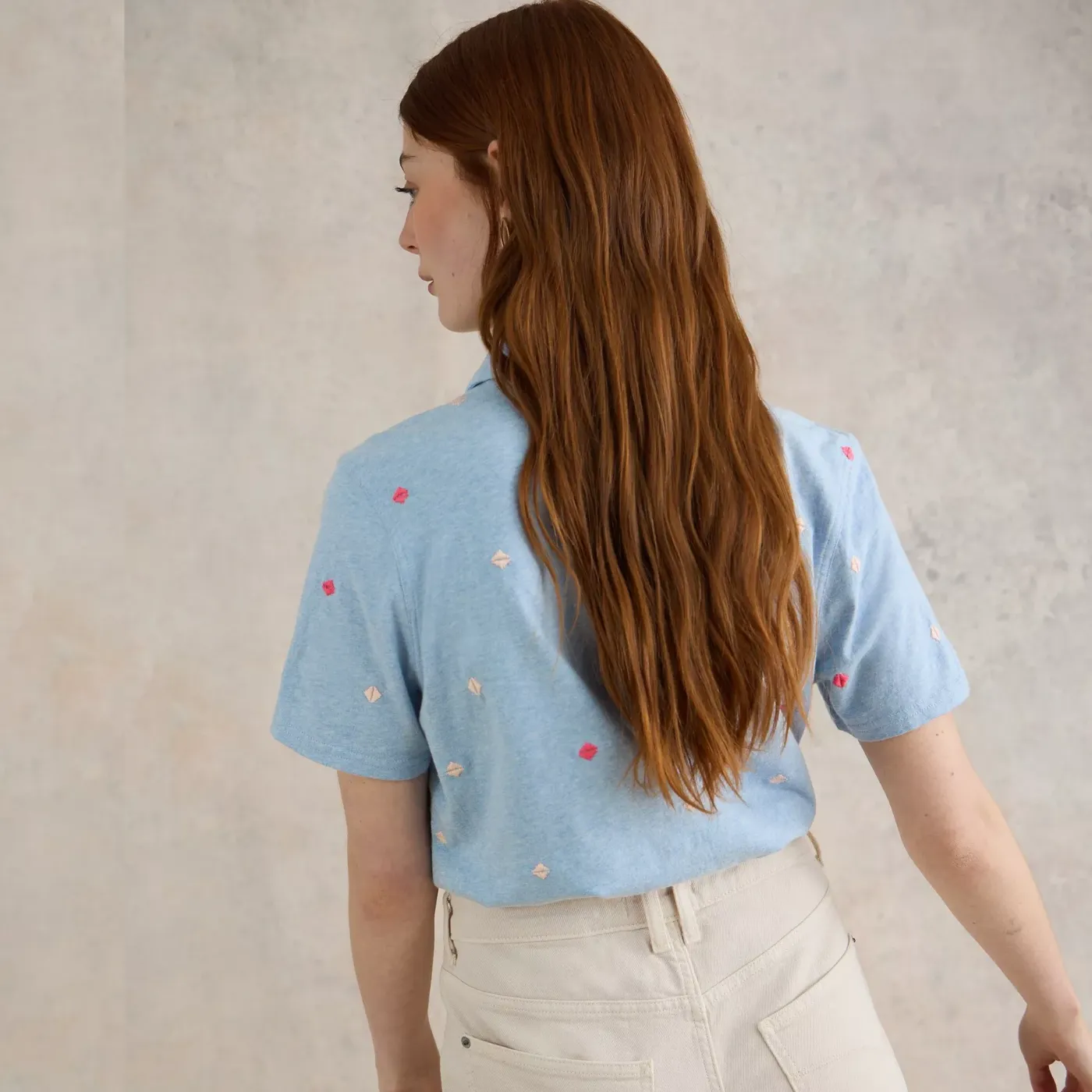 White Stuff Penny Pocket Embroidered Shirt | Blue