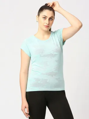 Women Aqua Green Solid Top - Inner Flow-AQ