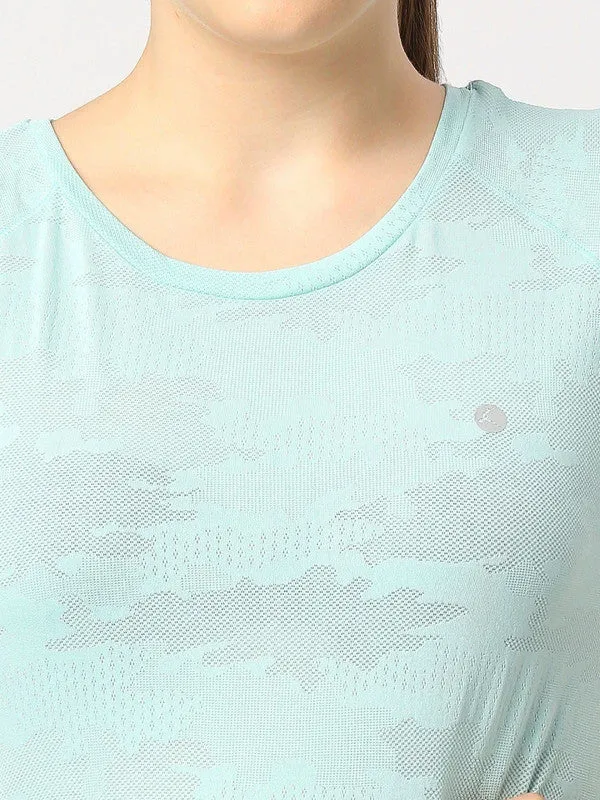 Women Aqua Green Solid Top - Inner Flow-AQ