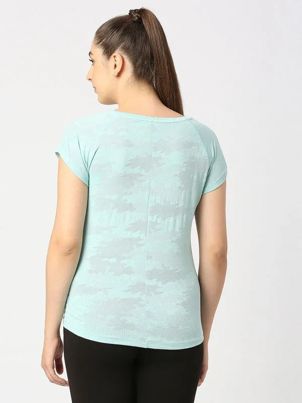 Women Aqua Green Solid Top - Inner Flow-AQ