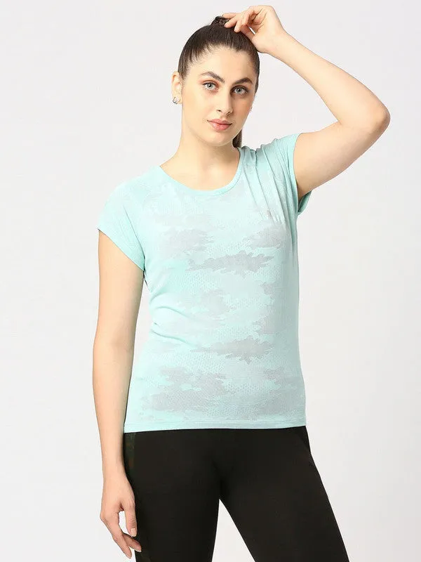 Women Aqua Green Solid Top - Inner Flow-AQ