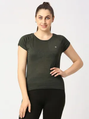 Women Olive Green Solid Top - Inner Flow-OL