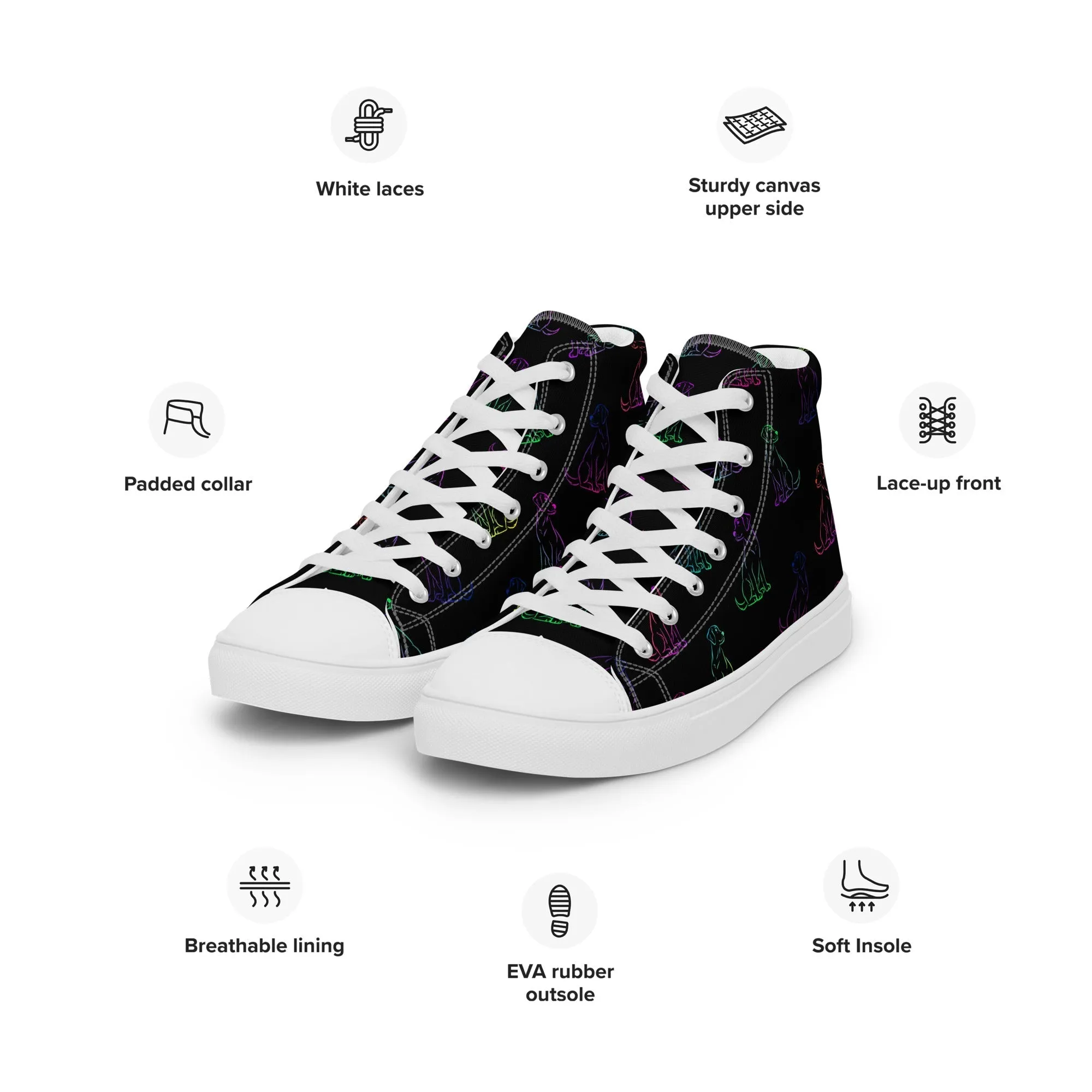 Women’s Black Rainbow Dog Sneakers