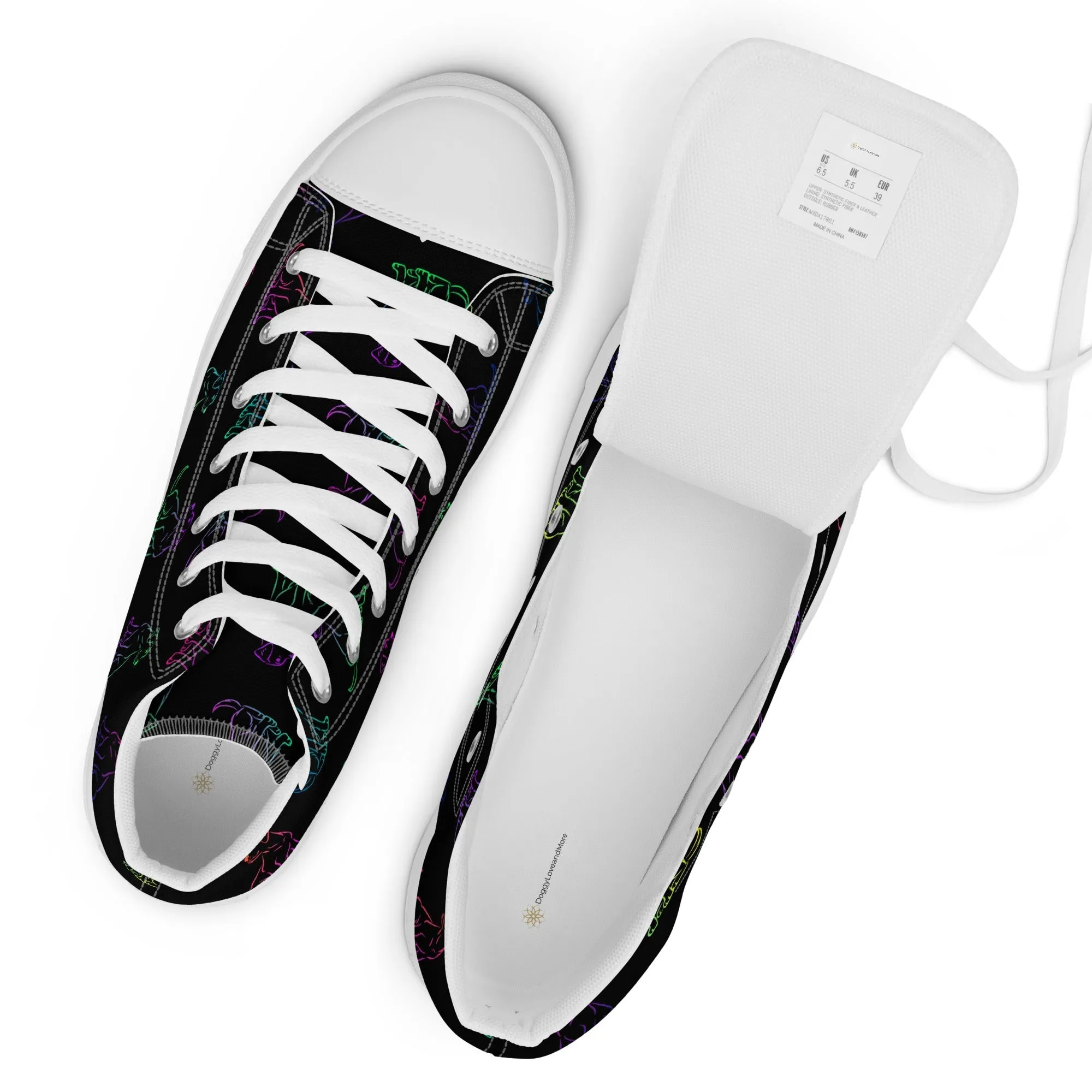 Women’s Black Rainbow Dog Sneakers