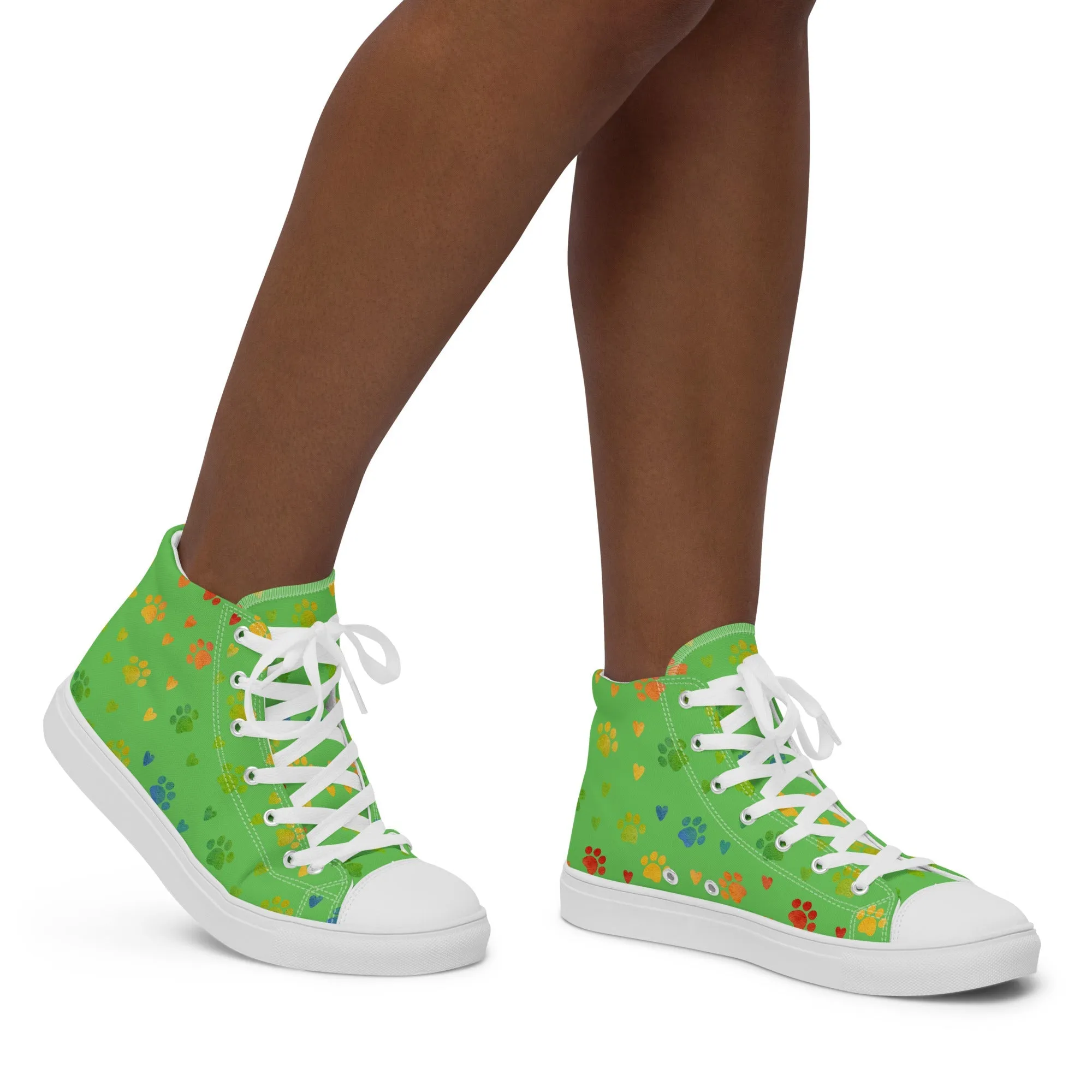Women's Green Paw Prints Sneakers