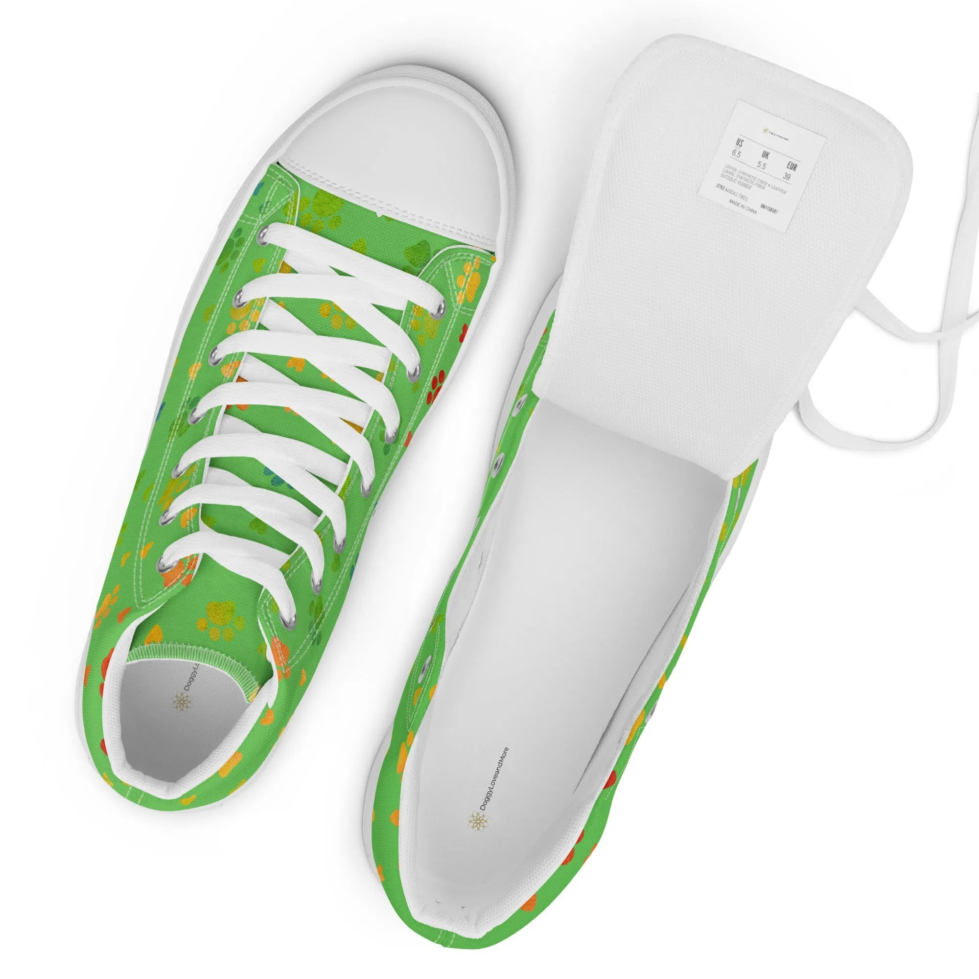 Women's Green Paw Prints Sneakers