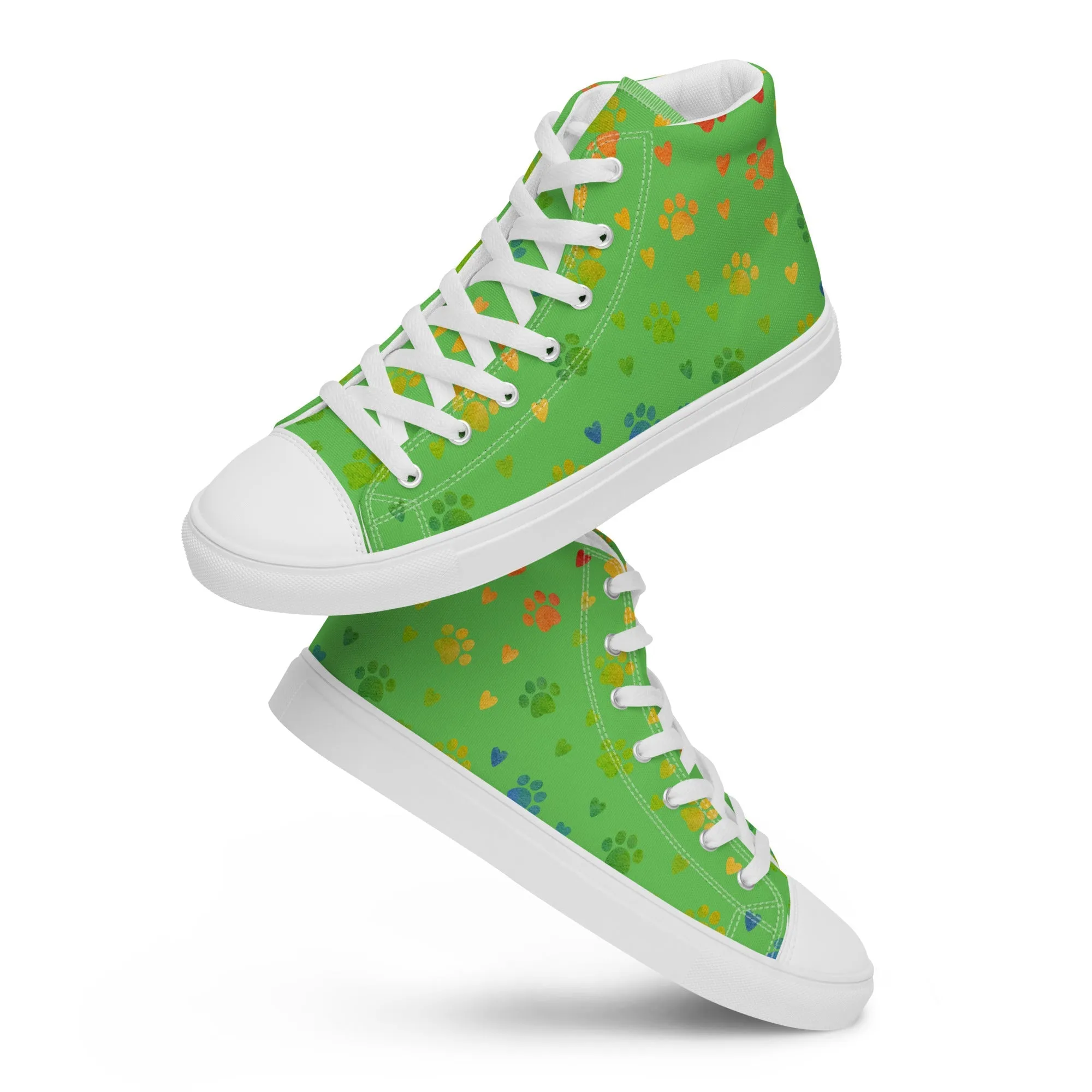 Women's Green Paw Prints Sneakers