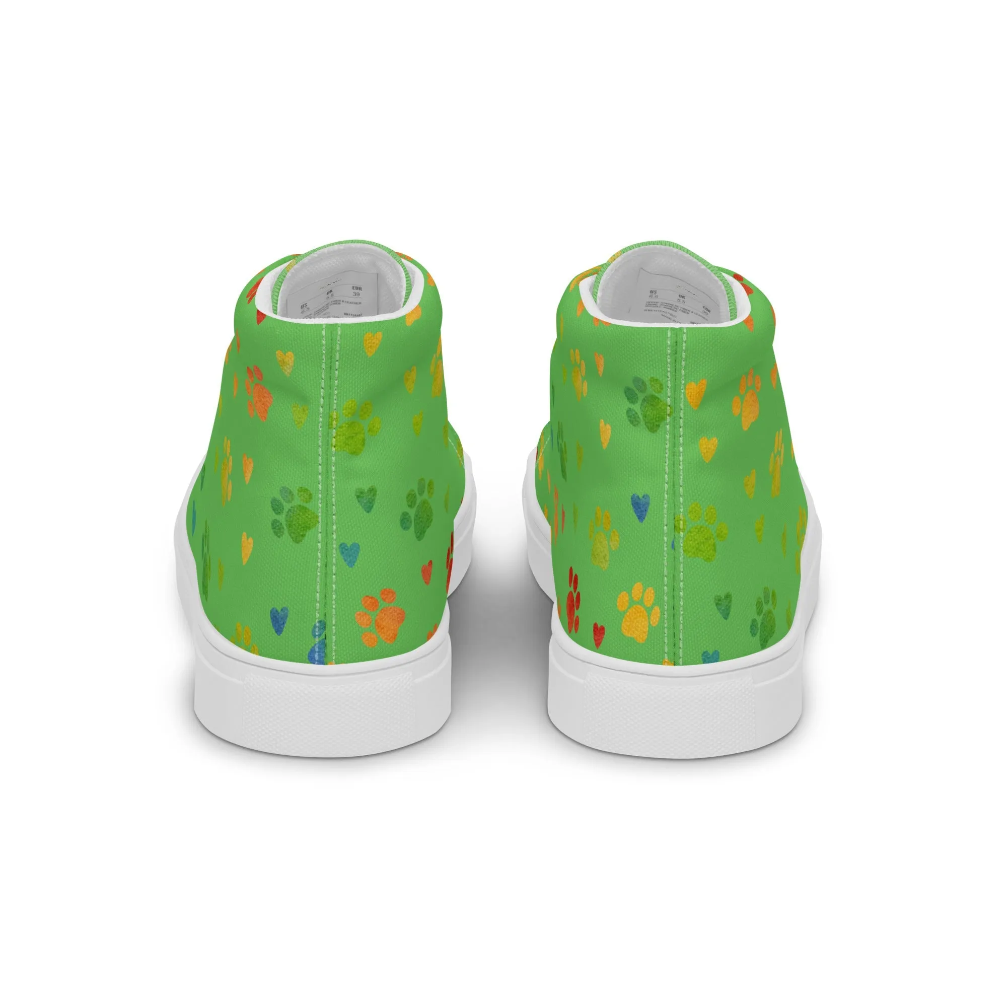 Women's Green Paw Prints Sneakers