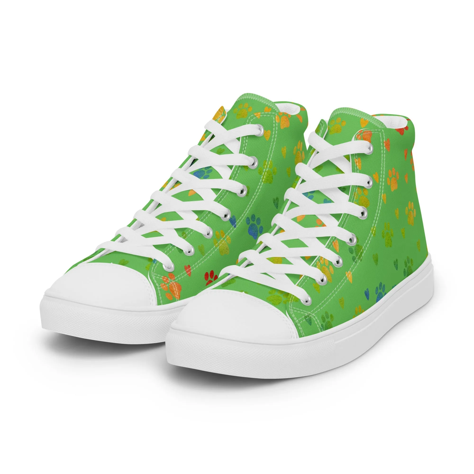 Women's Green Paw Prints Sneakers