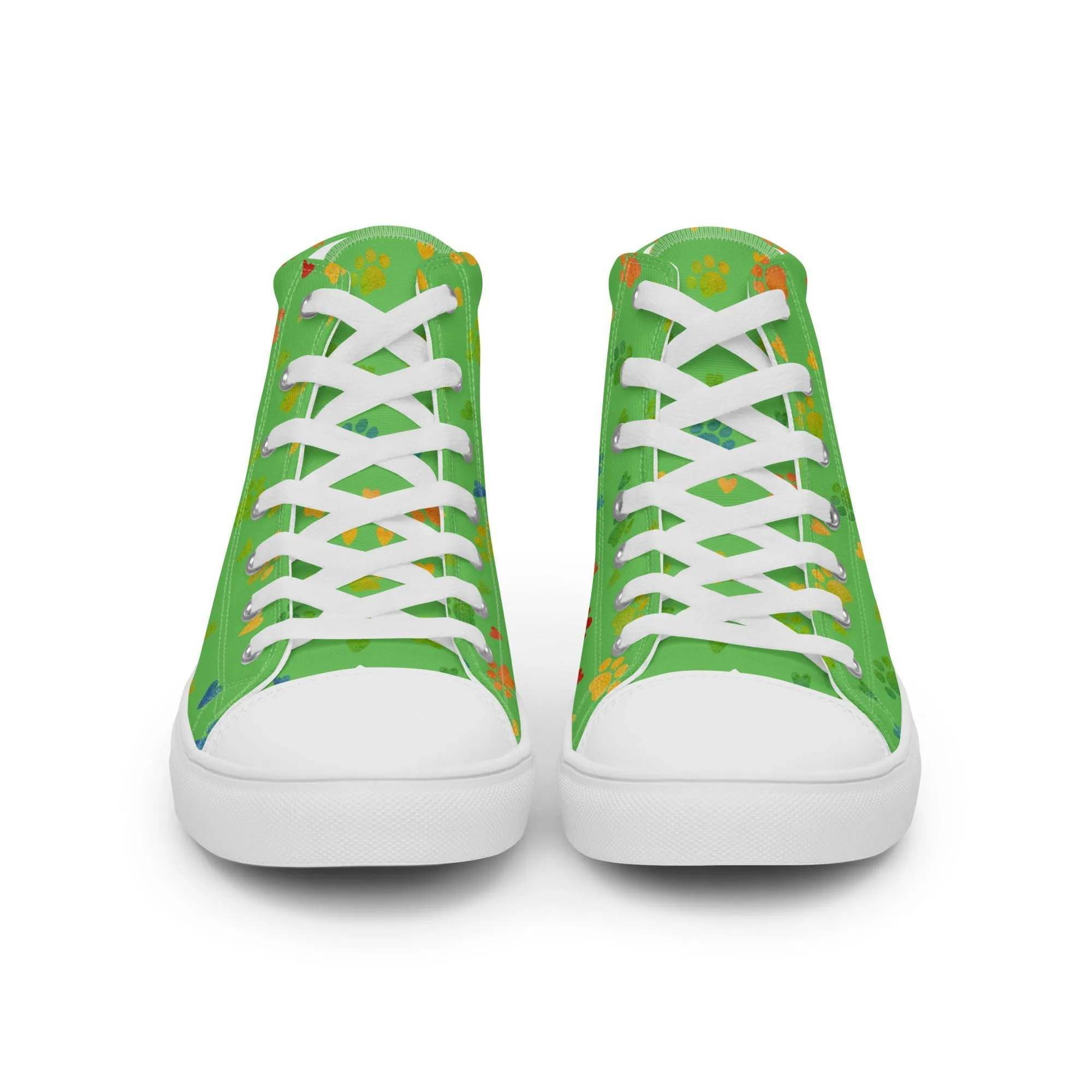 Women's Green Paw Prints Sneakers