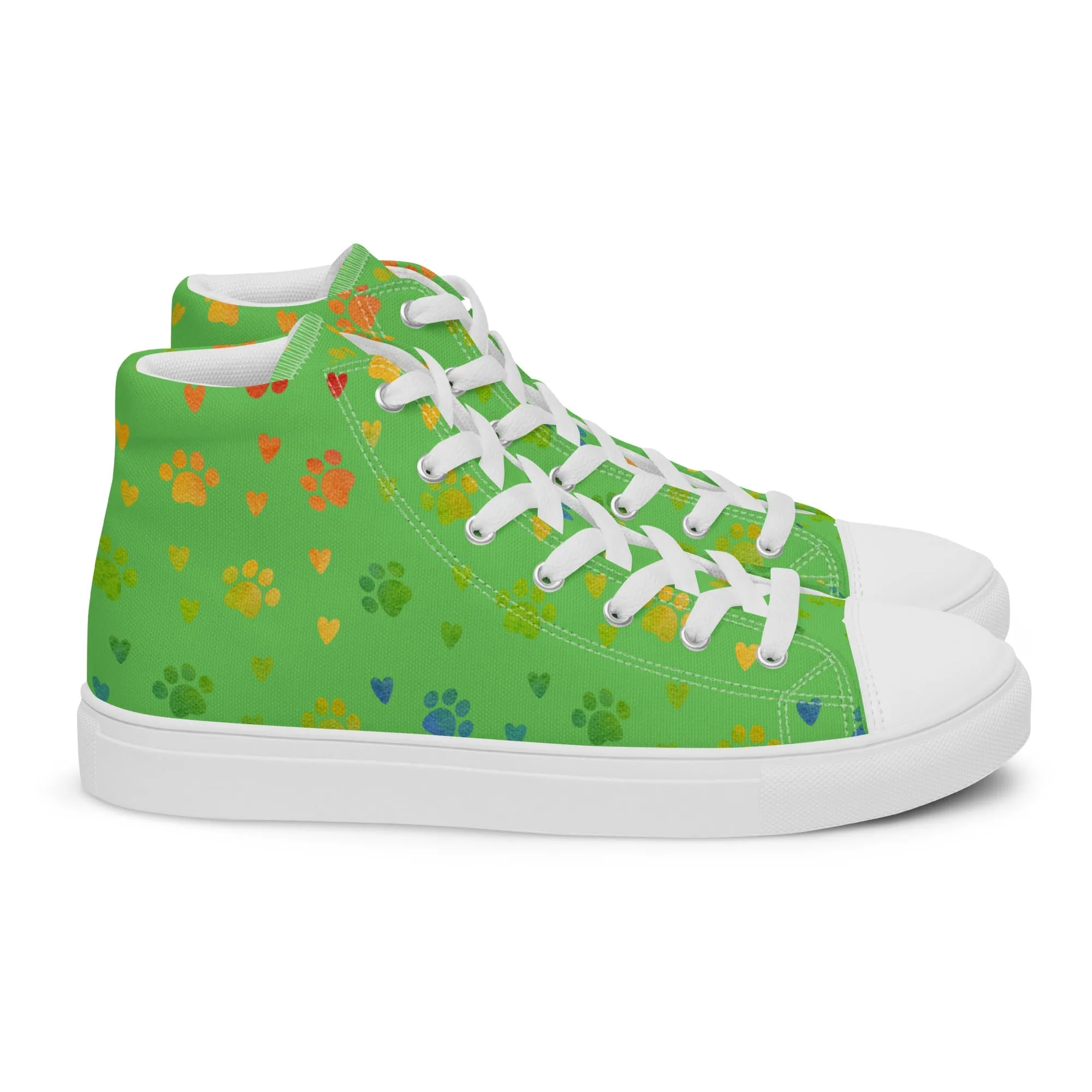 Women's Green Paw Prints Sneakers