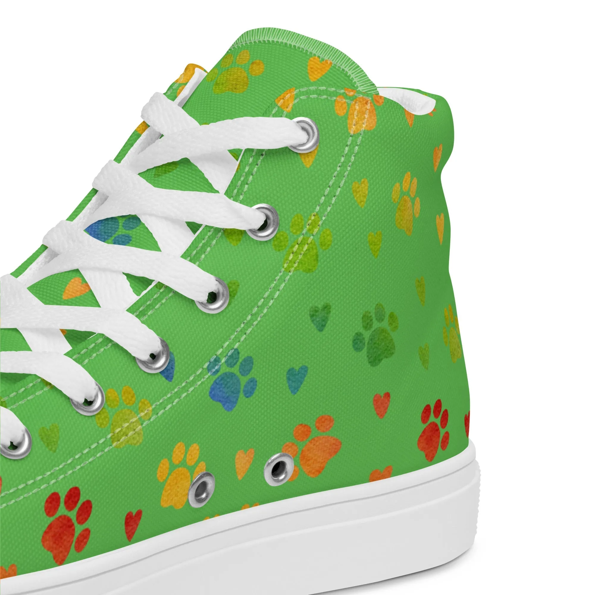 Women's Green Paw Prints Sneakers