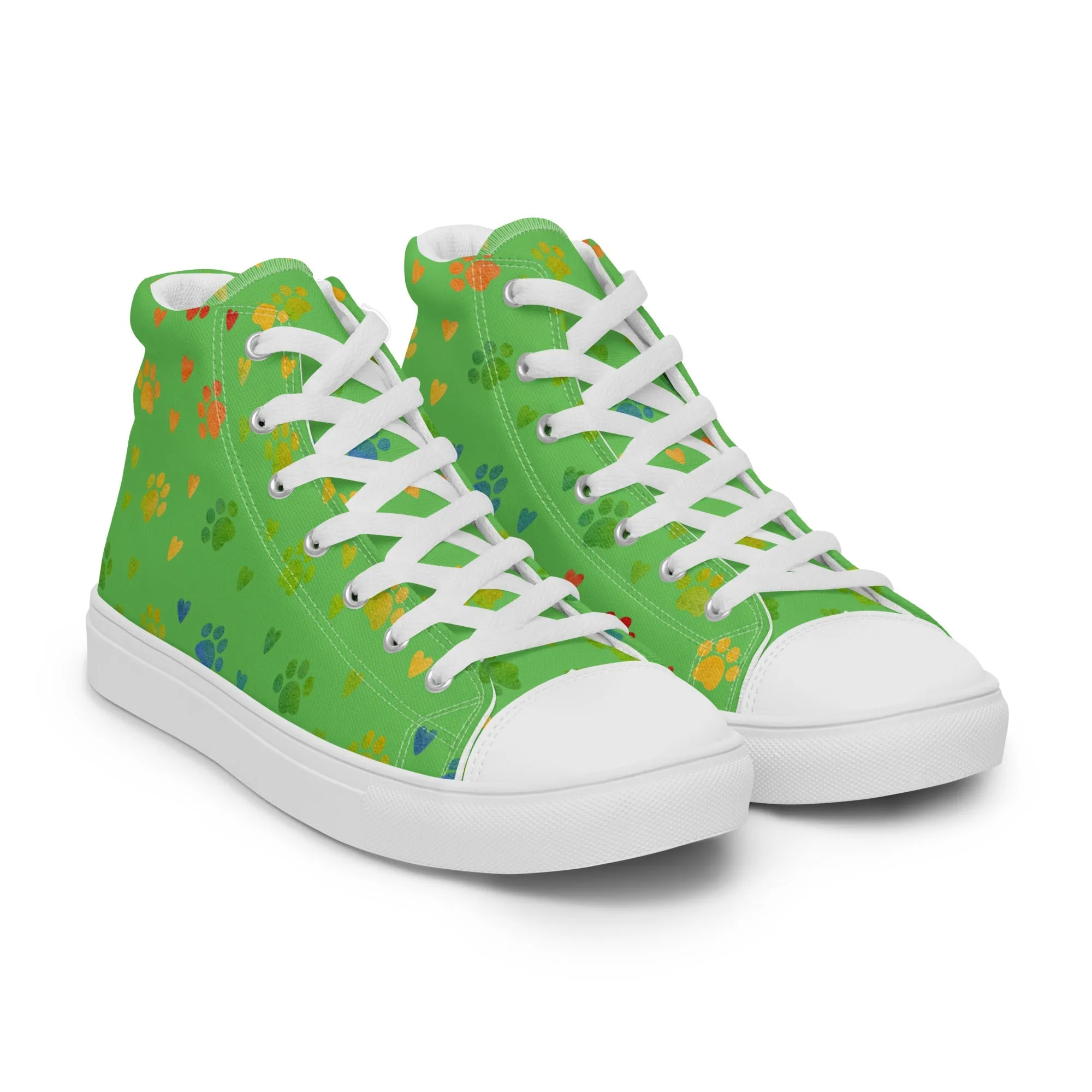 Women's Green Paw Prints Sneakers