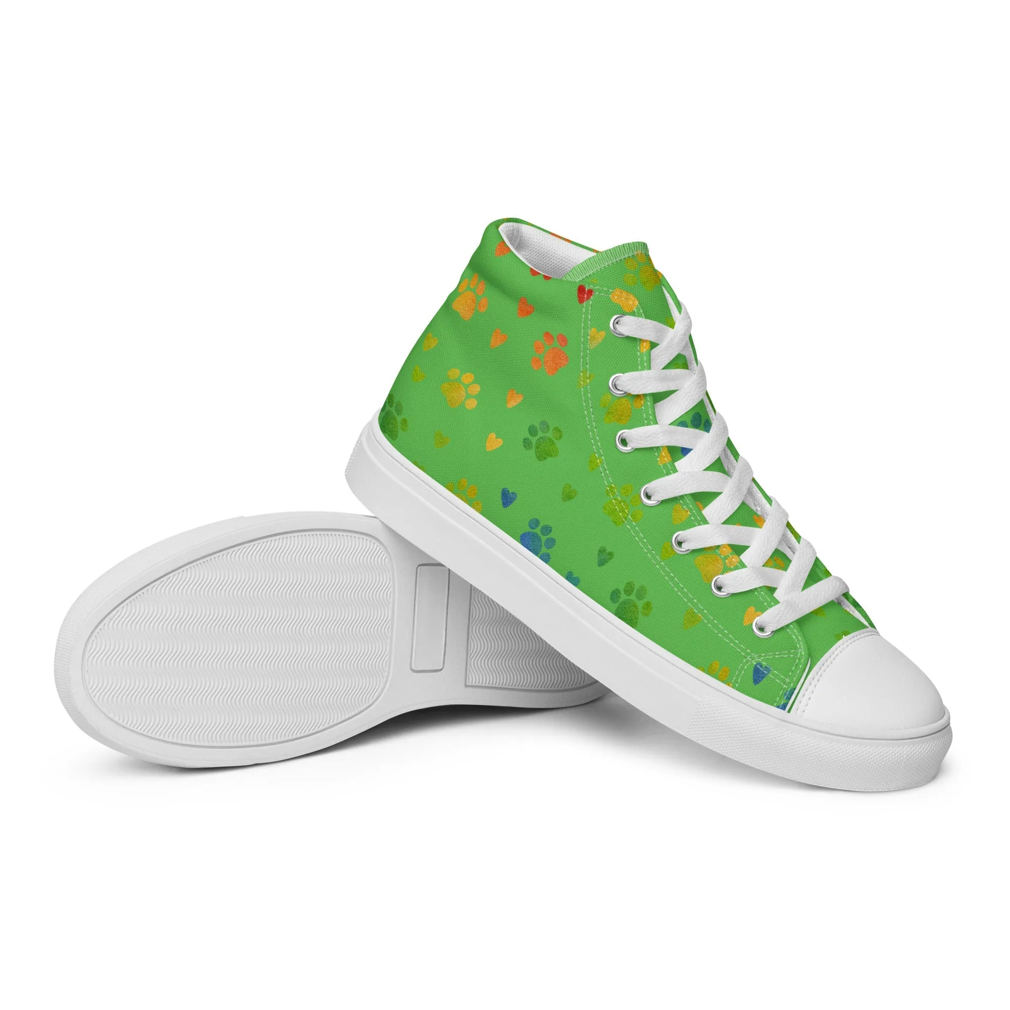 Women's Green Paw Prints Sneakers