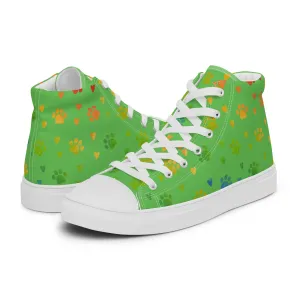 Women's Green Paw Prints Sneakers