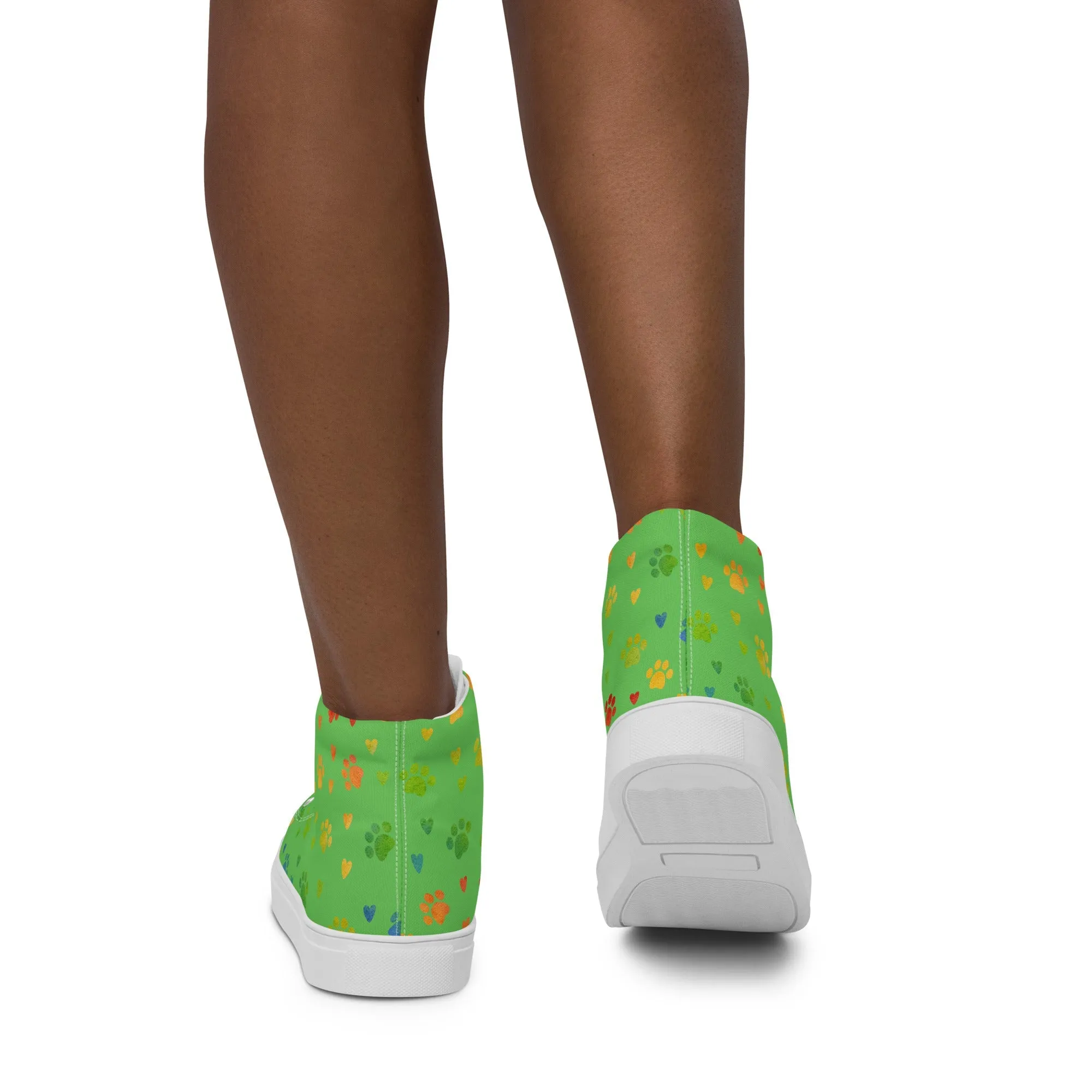 Women's Green Paw Prints Sneakers