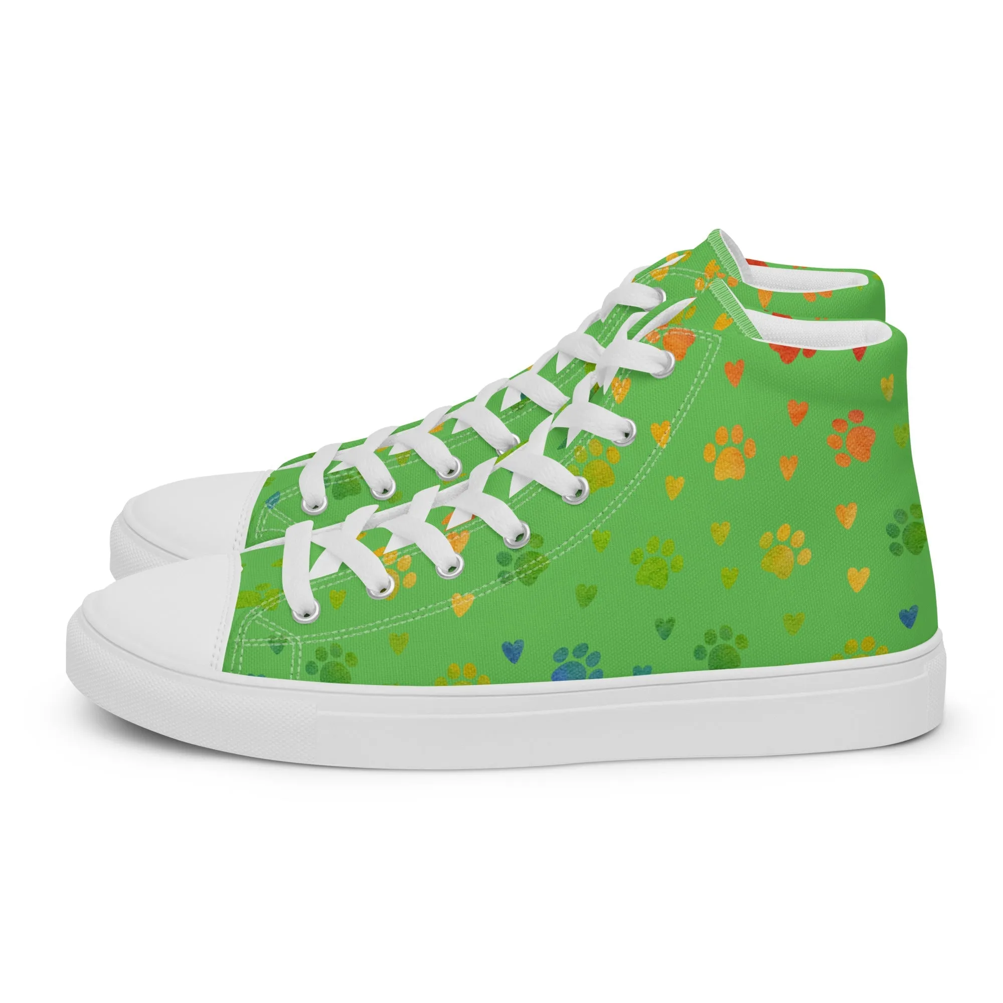 Women's Green Paw Prints Sneakers