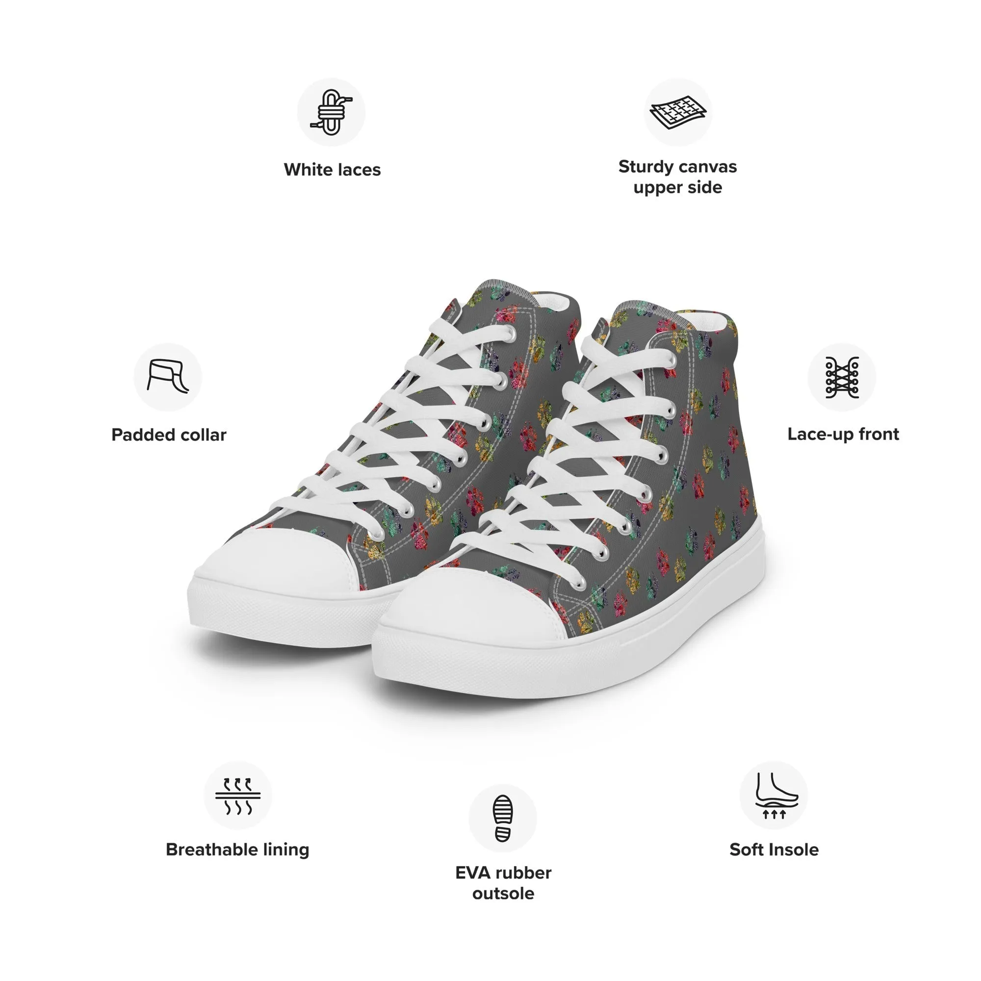 Women’s Grey Paw Prints Sneakers