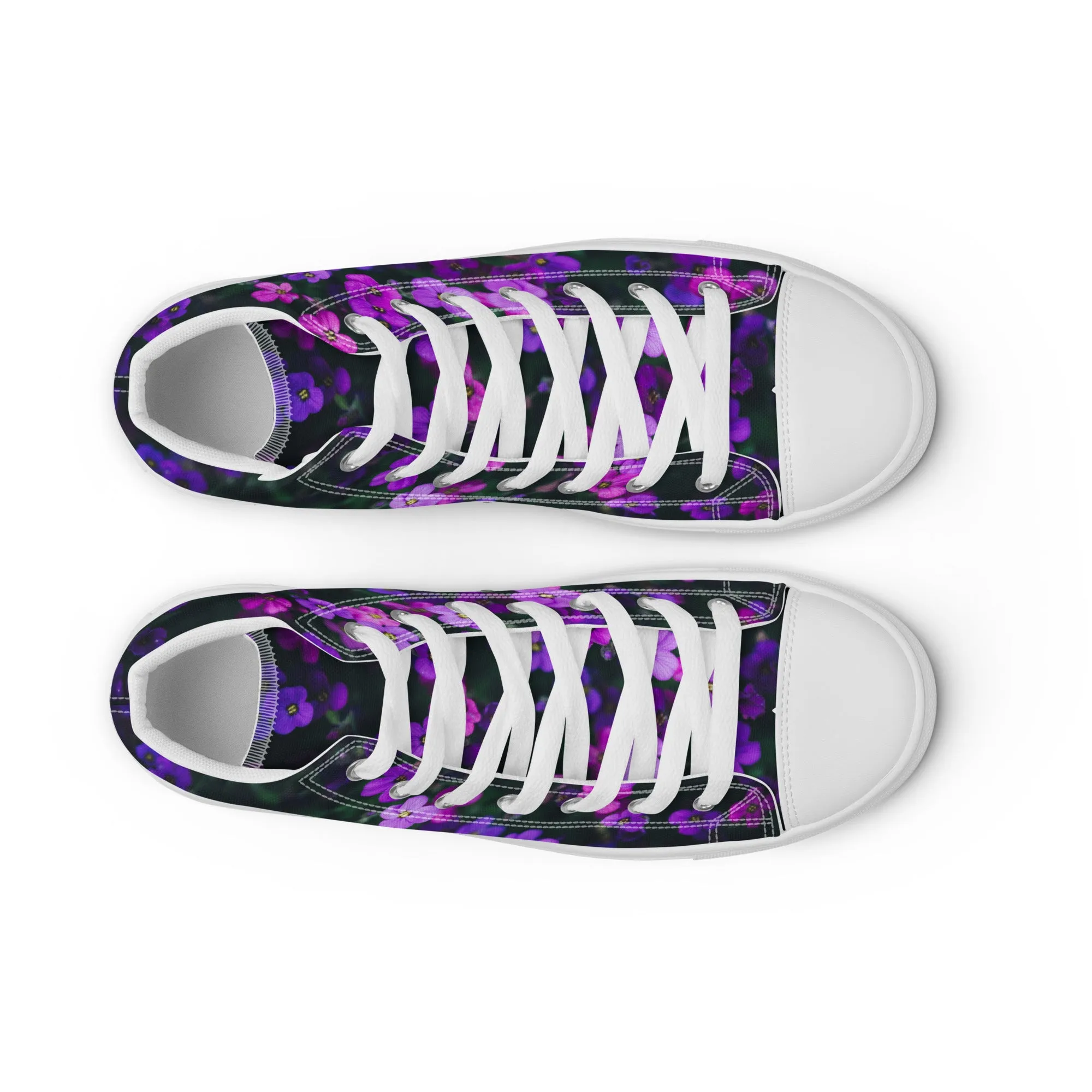 Women’s high top canvas shoes - flower design - print on demand