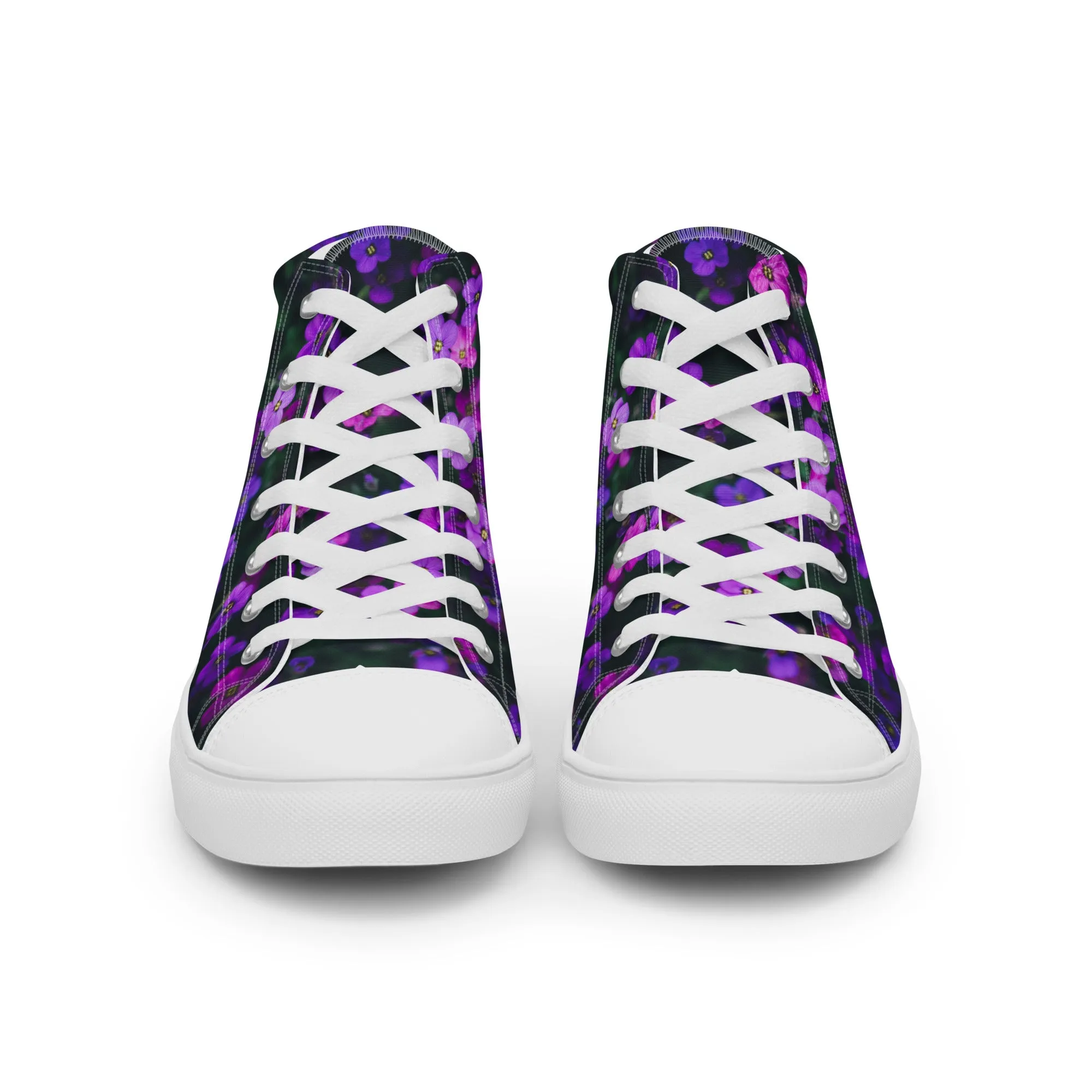 Women’s high top canvas shoes - flower design - print on demand