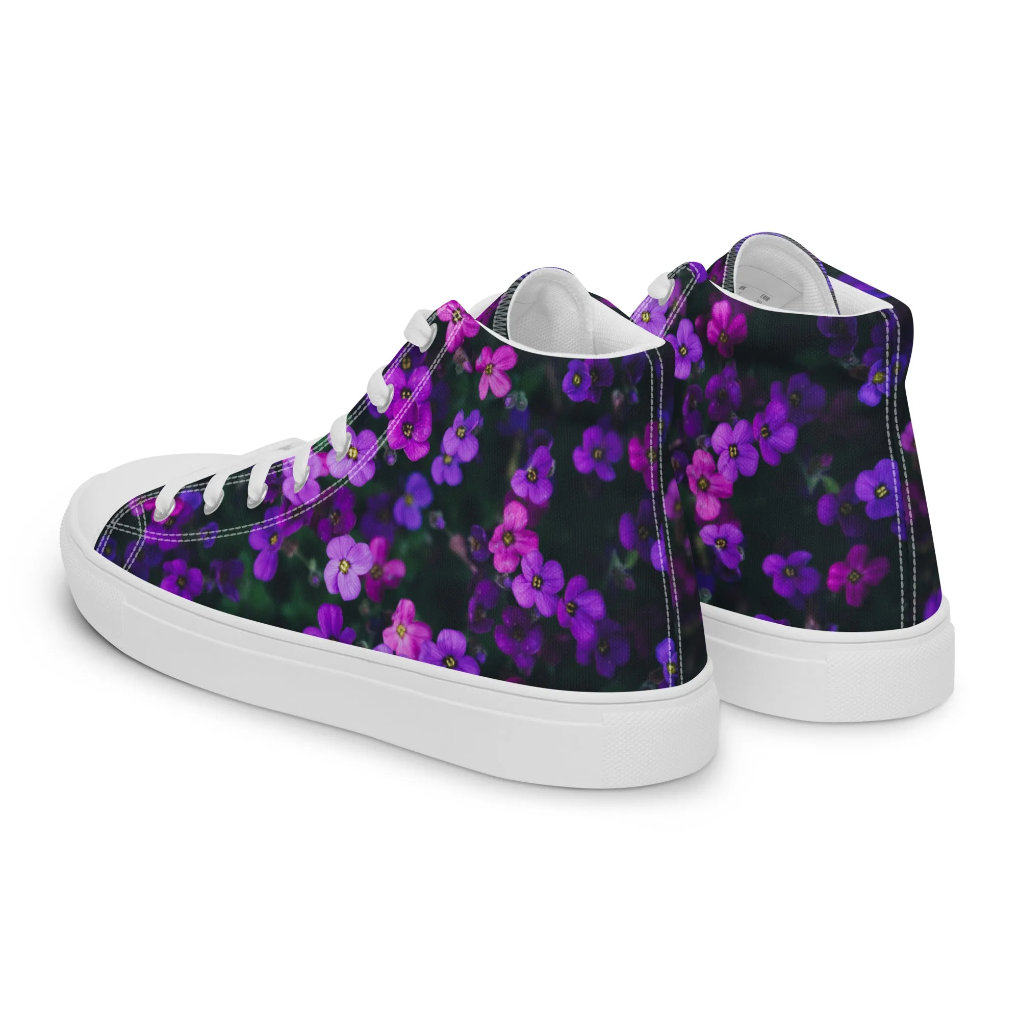 Women’s high top canvas shoes - flower design - print on demand