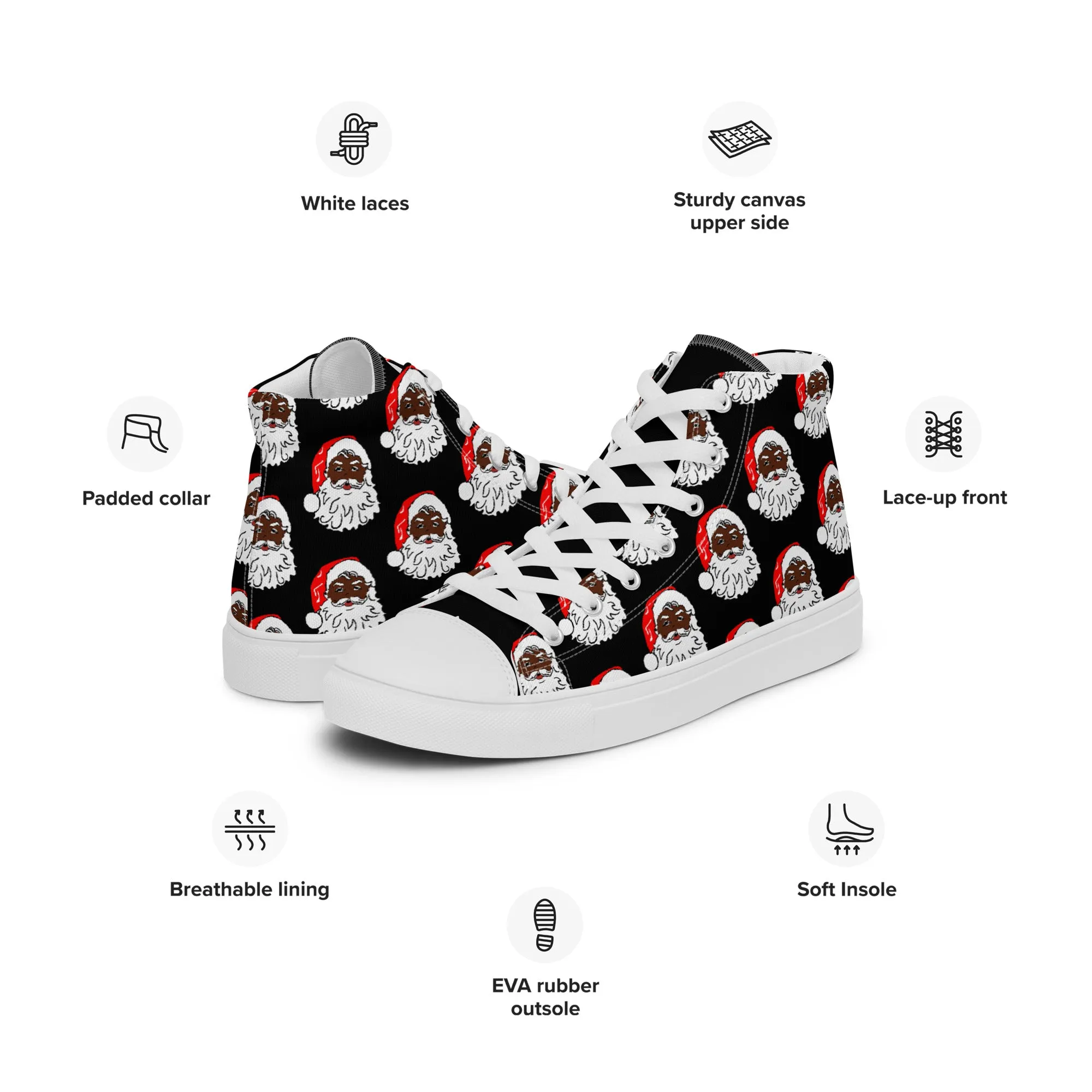 Women’s high top canvas shoes Santa Black