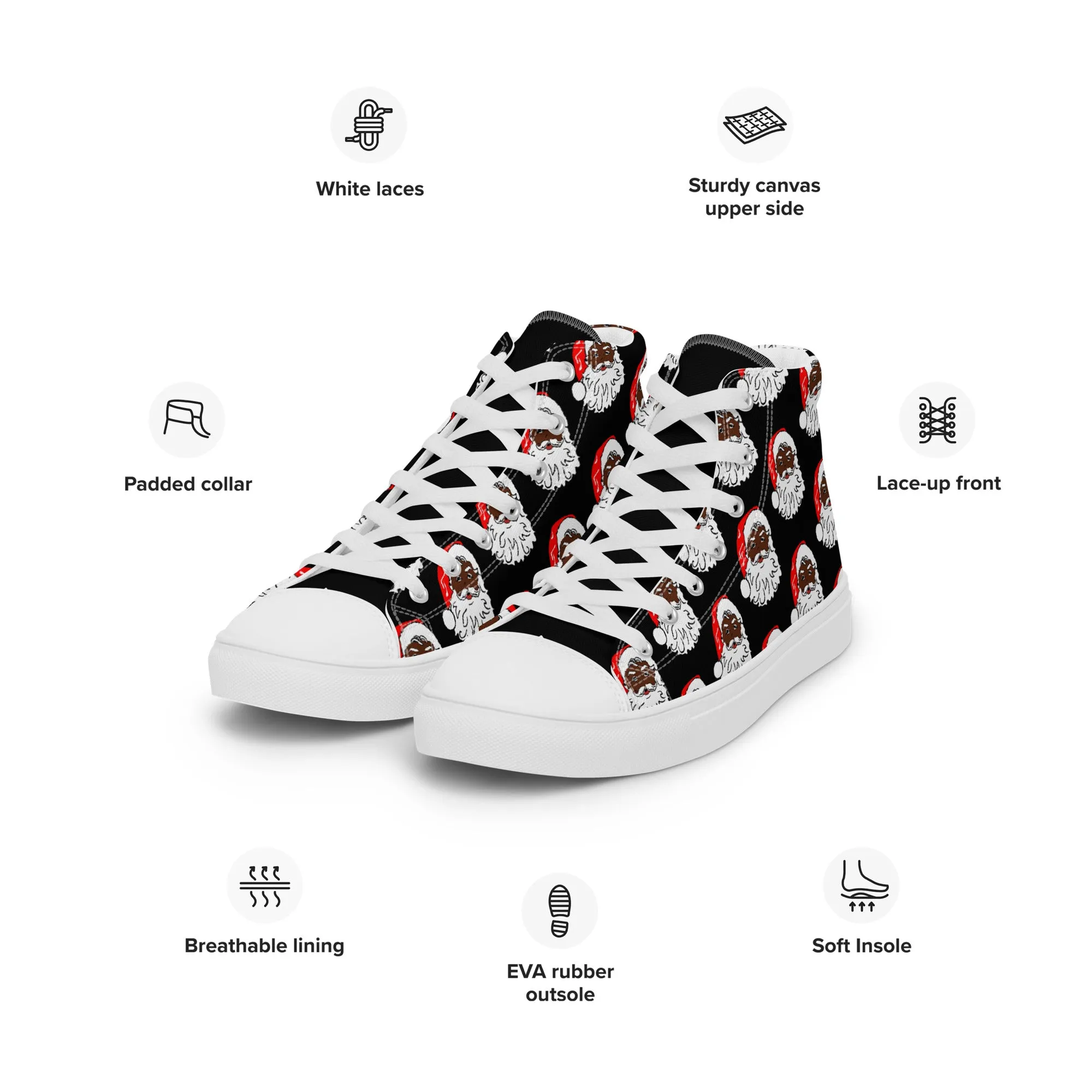 Women’s high top canvas shoes Santa Black
