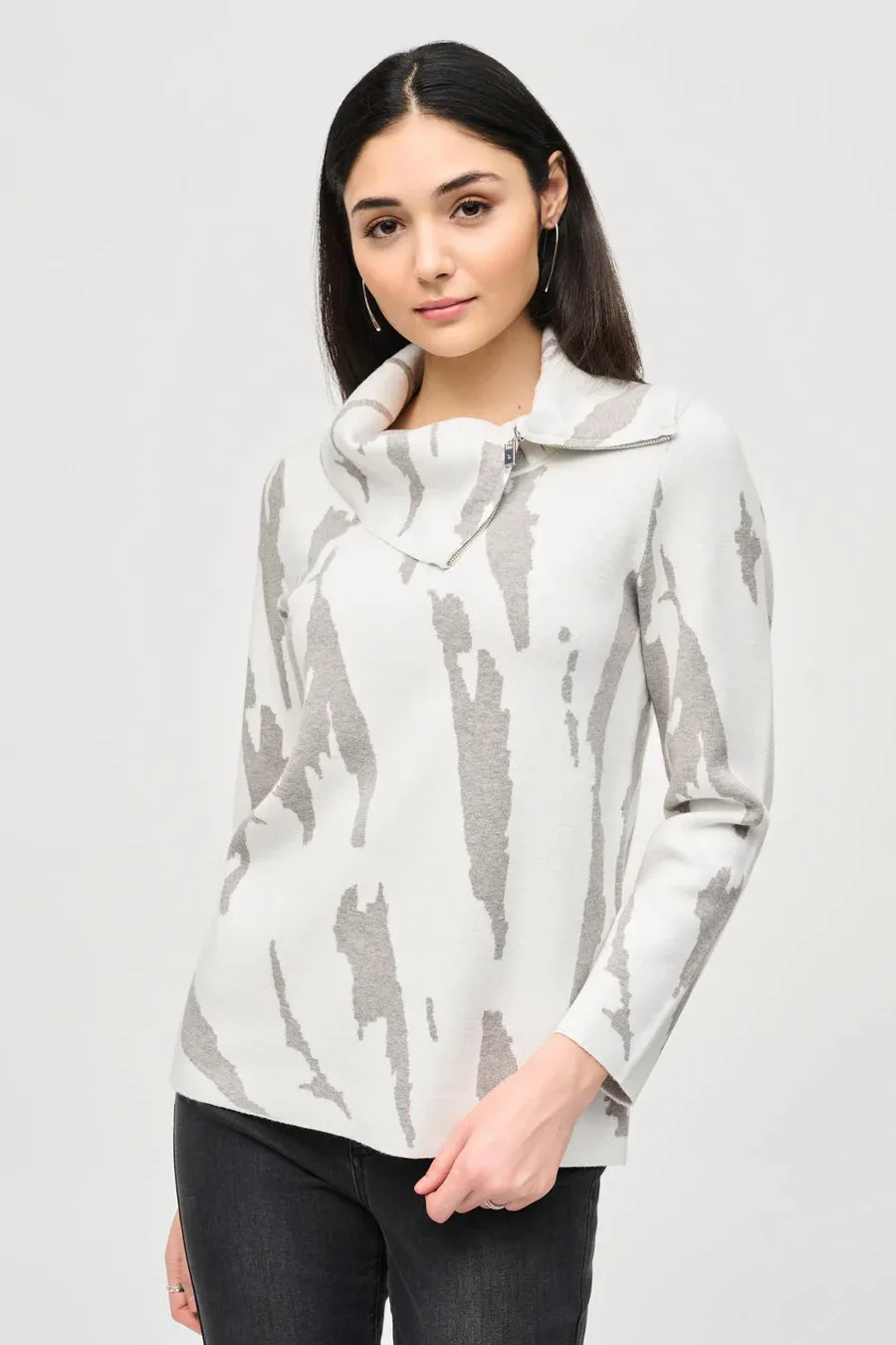 Women's Joseph Ribkoff | Cowl Neck Abstract Sweater | Vanilla